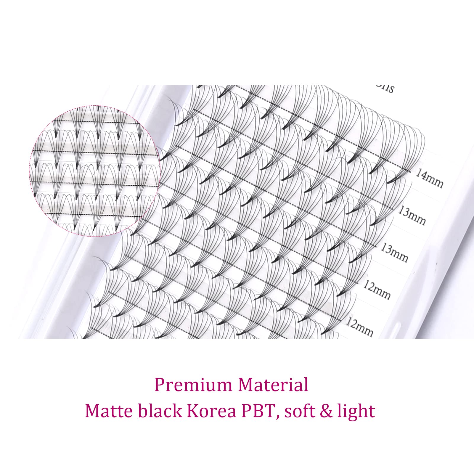 6D 0.07 Volume Lash Extensions - D Curl Mixed Length 8-14mm - FADLASH Premade Eyelash Fans with Pointed Base & Middle Stem - Professional Lash Extension Supplies for Salon & DIY Use (6D-0.07-D, Mix 8-14mm) - Perfect for Bridal, Party & Special Occasion Makeup