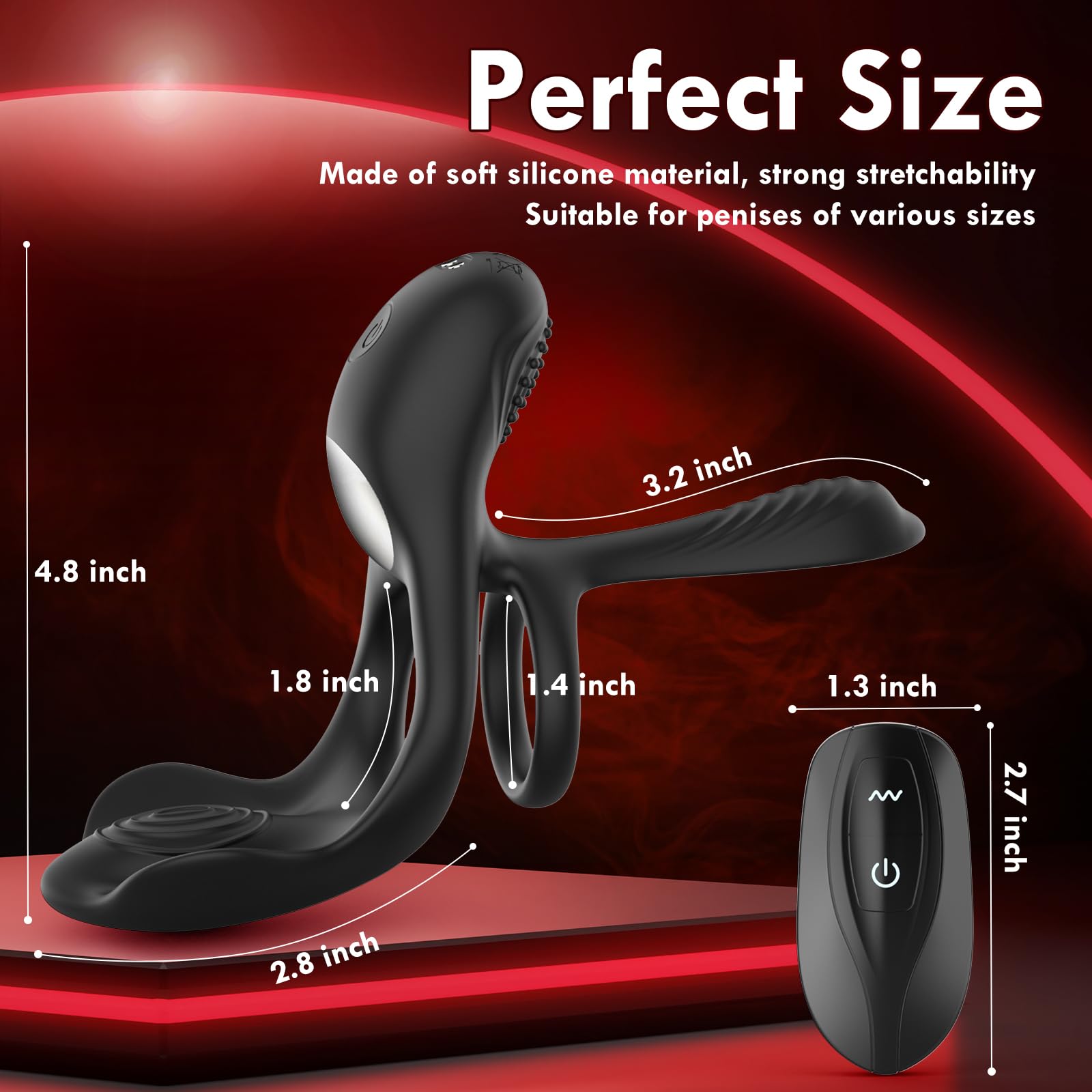 3 in 1 Vibrating Cock Ring Sex Toy for Couples - 10 Powerful Vibration Modes for Penis & Clitoral Stimulation | Waterproof G-Spot & Erection Enhancer | Adult Pleasure Toy for Men & Women | Perfect for Romantic Nights & Spicing Up Relationships