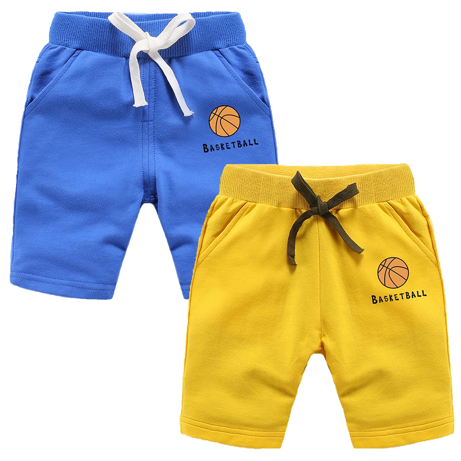 **Easygou Boys & Girls 2-Pack Basketball Shorts - Toddler Baby Cotton Pull-On Athletic Shorts with Pockets & Drawstring - Perfect for Summer Sports, Playtime & Casual Wear**