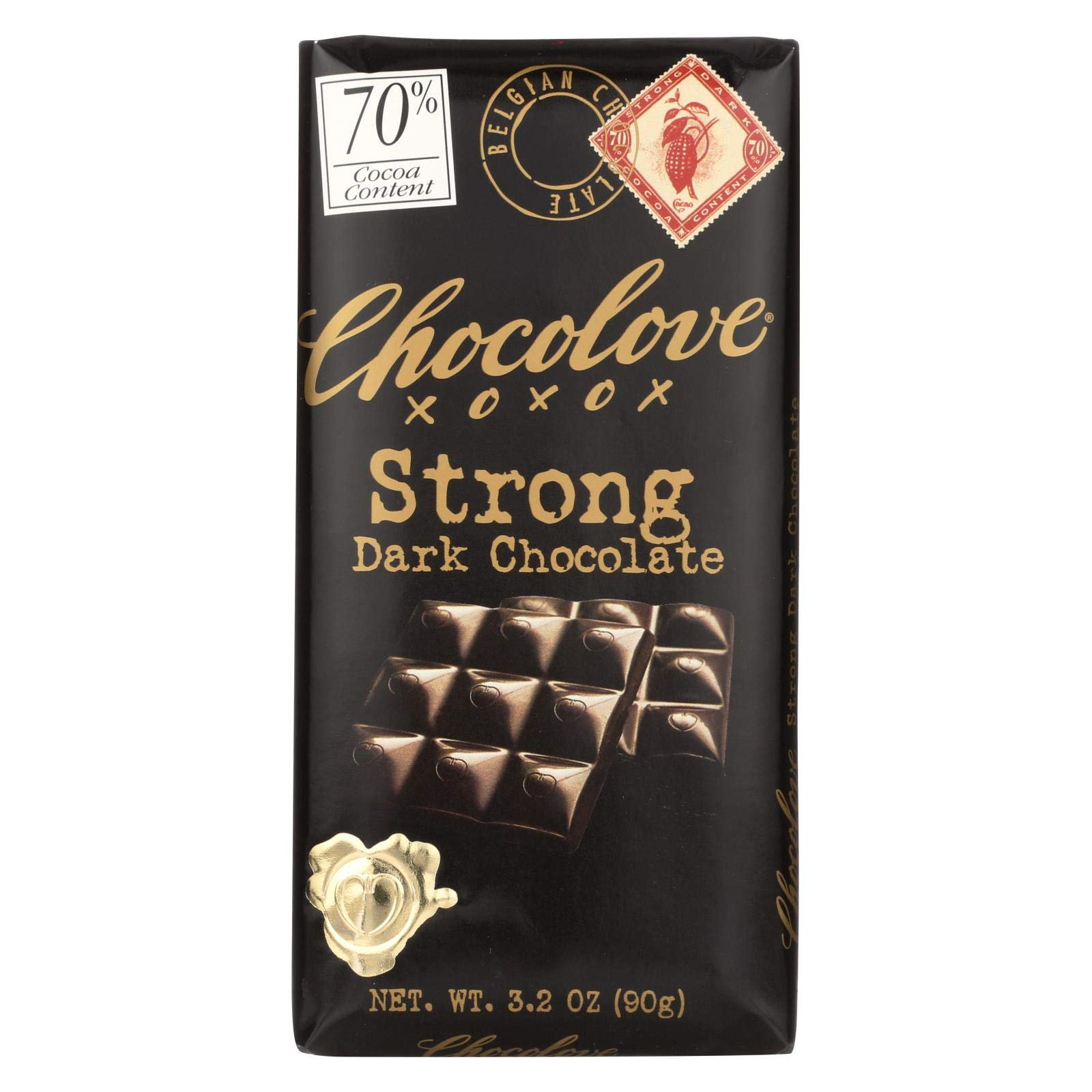 Chocolove Xoxox Premium Dark Chocolate Bar - Rich & Strong Flavor - 3.2 Oz (Pack of 12) - Perfect for Gifts, Parties & Chocolate Lovers