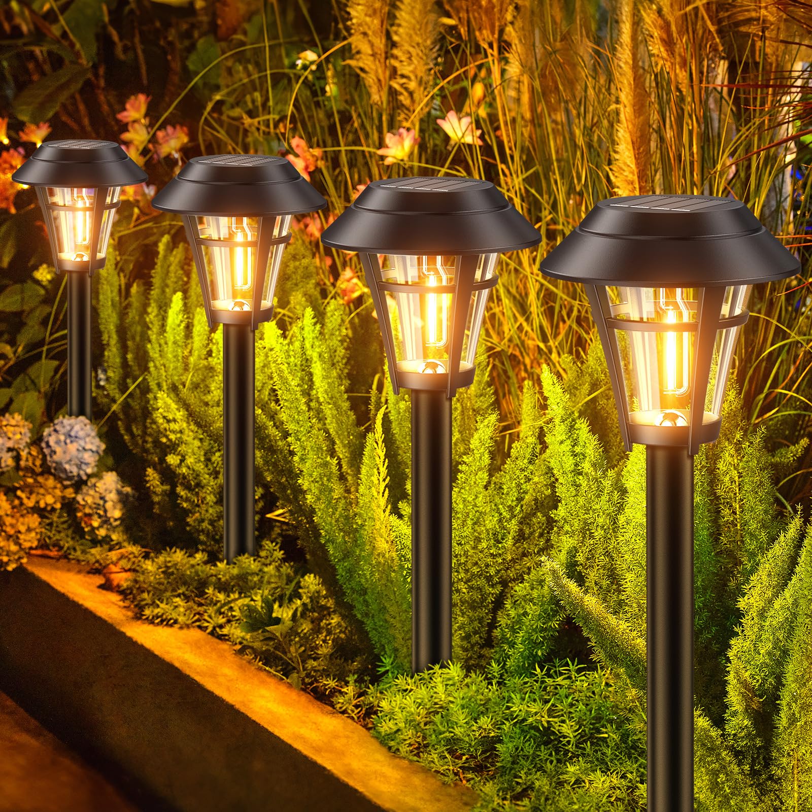 10 Pack Solar Pathway Lights Outdoor Waterproof - Auto On/Off Solar Powered Garden Lights for Yard, Lawn, Patio, Walkway & Driveway | Perfect for Landscape Lighting, Evening Safety & Outdoor Decor