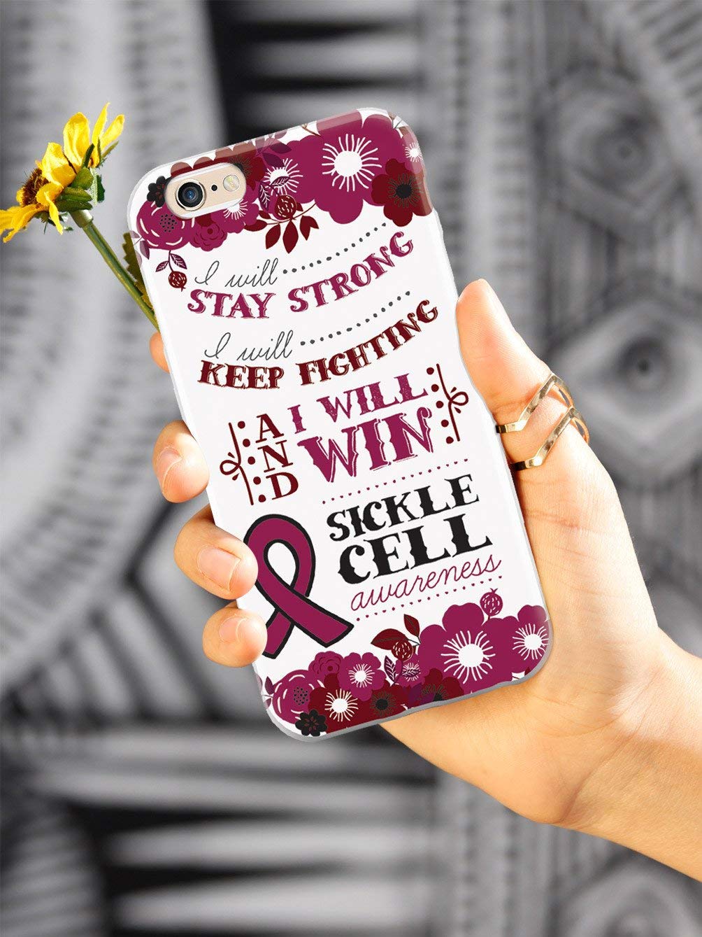 Inspired Cases - iPhone XR Case Compatible with Apple iPhone XR - 3D Textured Protective Phone Cover - I Will Win Sickle Cell Awareness Design - Perfect for Daily Use & Special Occasions