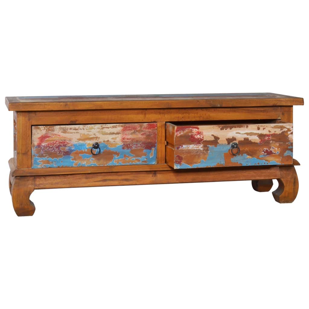 Rustic Reclaimed Teak Wood TV Stand Entertainment Center - 43.3