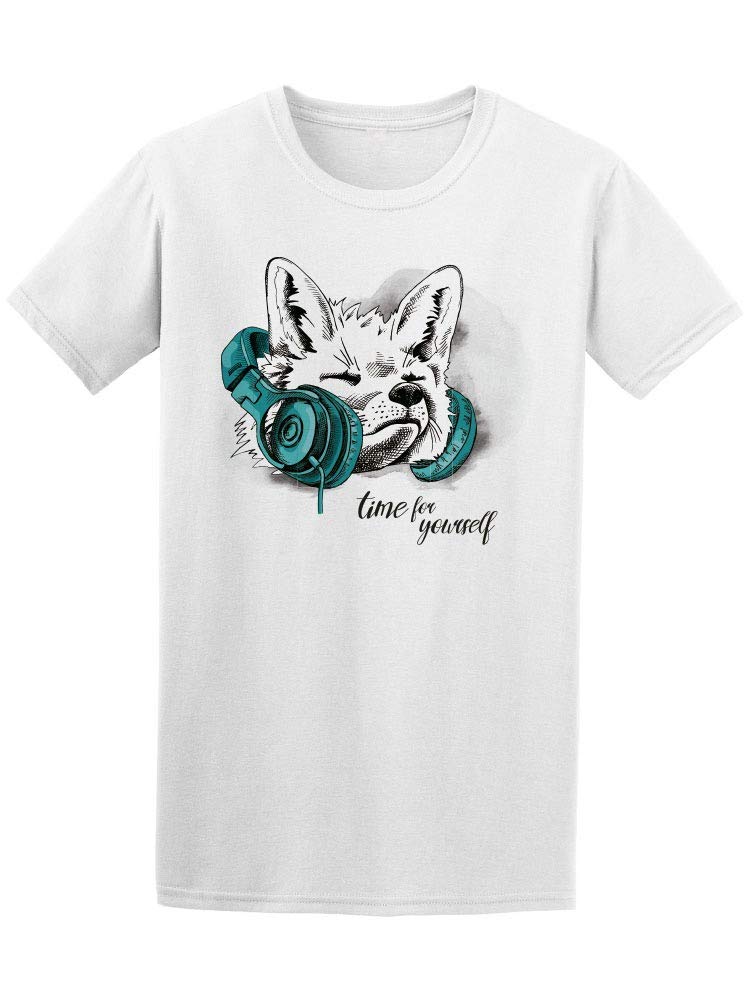 Fox Green Headphones On Neck T-Shirt for Men - Stylish Casual Wear for Music Lovers & Outdoor Activities