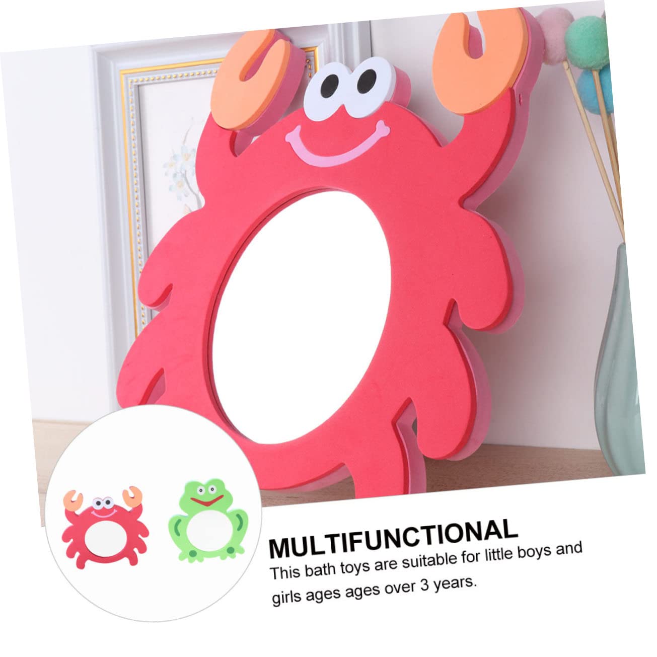 FAVOMOTO 10-Piece EVA Cartoon Crab Bath Toys Set - Non-Slip Bathtub & Shower Toys for Toddlers 1-3 Years Old (Red) - Fun Bath Time Learning Toys for Kids, Perfect for Sensory Play & Water Play Activities