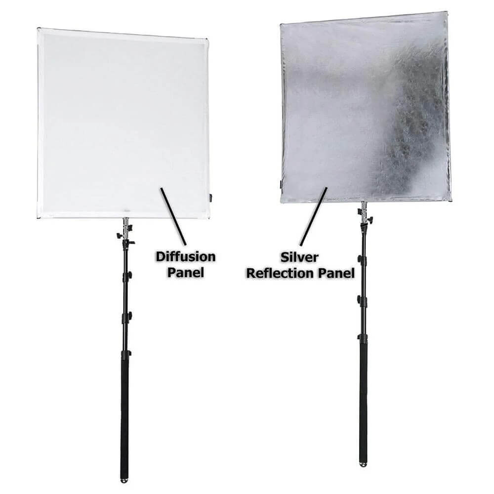 35.4x35.4 Inch Professional Collapsible Flat Panel Light Diffuser with C Stand & Boom Arm - Perfect for Photography, Videography and Studio Lighting