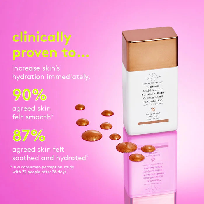 Drunk Elephant D Bronzi™ Bronzing Drops with Peptides - Glow Boosting Face Serum for Dewy, Sun-Kissed Skin | Perfect for Daily Use, Travel & Natural Makeup Looks