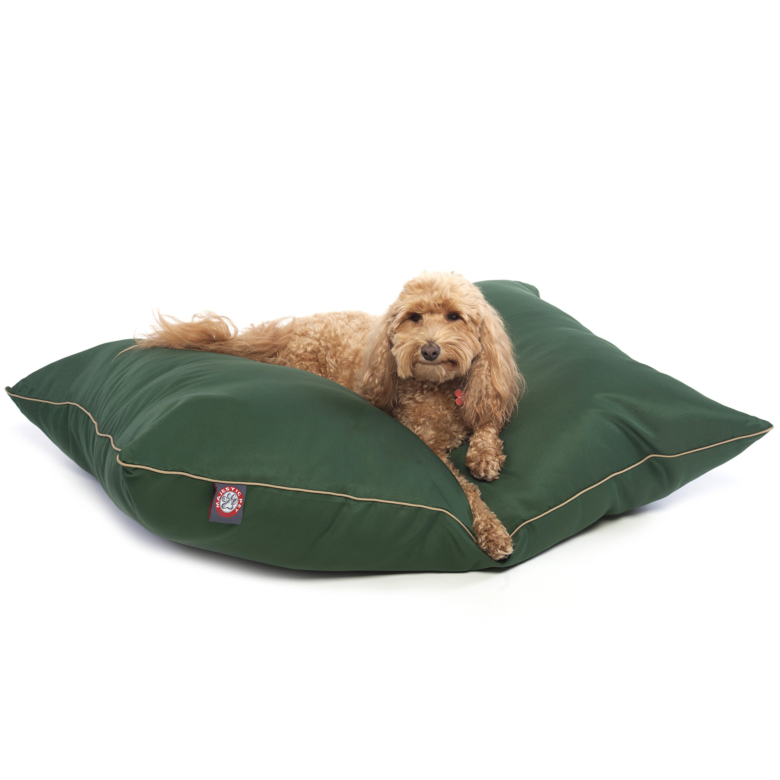 Majestic Pet Washable Medium Dog Bed 35x28 Inch - Non-Slip Orthopedic Crate Mat for Medium Breed Dogs - Comfortable Kennel Sleeping Pad with Solid Green Cover - Perfect for Home, Travel & Vet Visits