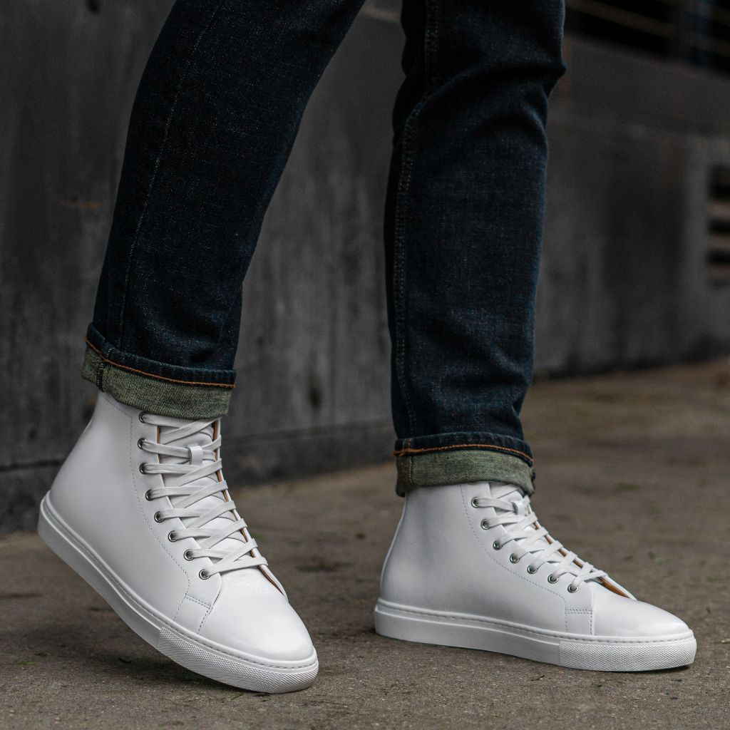Premium White High Top Sneakers for Men & Women - Comfortable Fashion Shoes for Running, Walking & Casual Wear