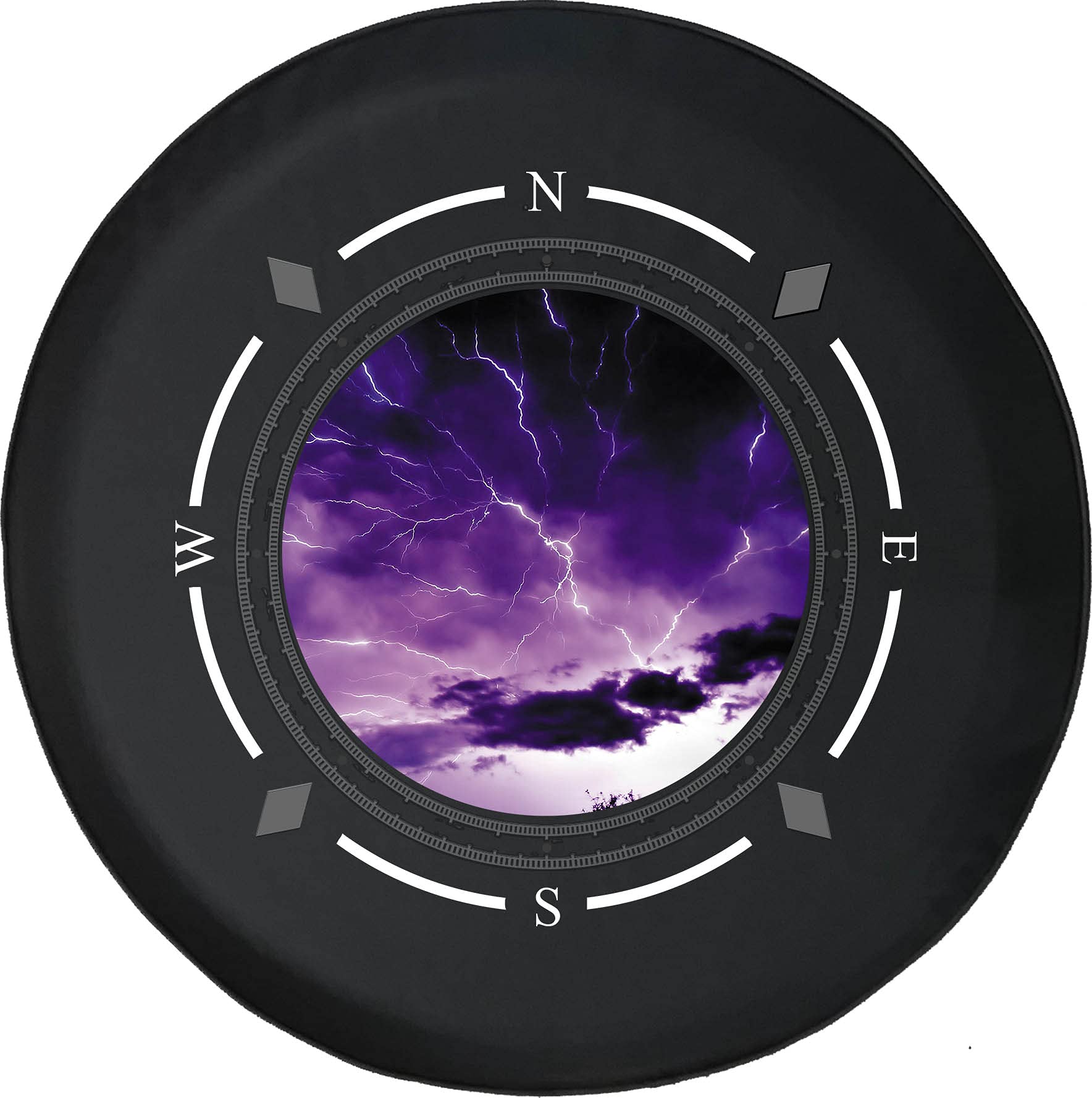 American Unlimited Spare Tire Cover with Compass & Lightning Storm Design - Universal Fit for SUV, Trailer, RV & Most Vehicles - Durable Wheel Cover for Outdoor Adventures & Road Trips