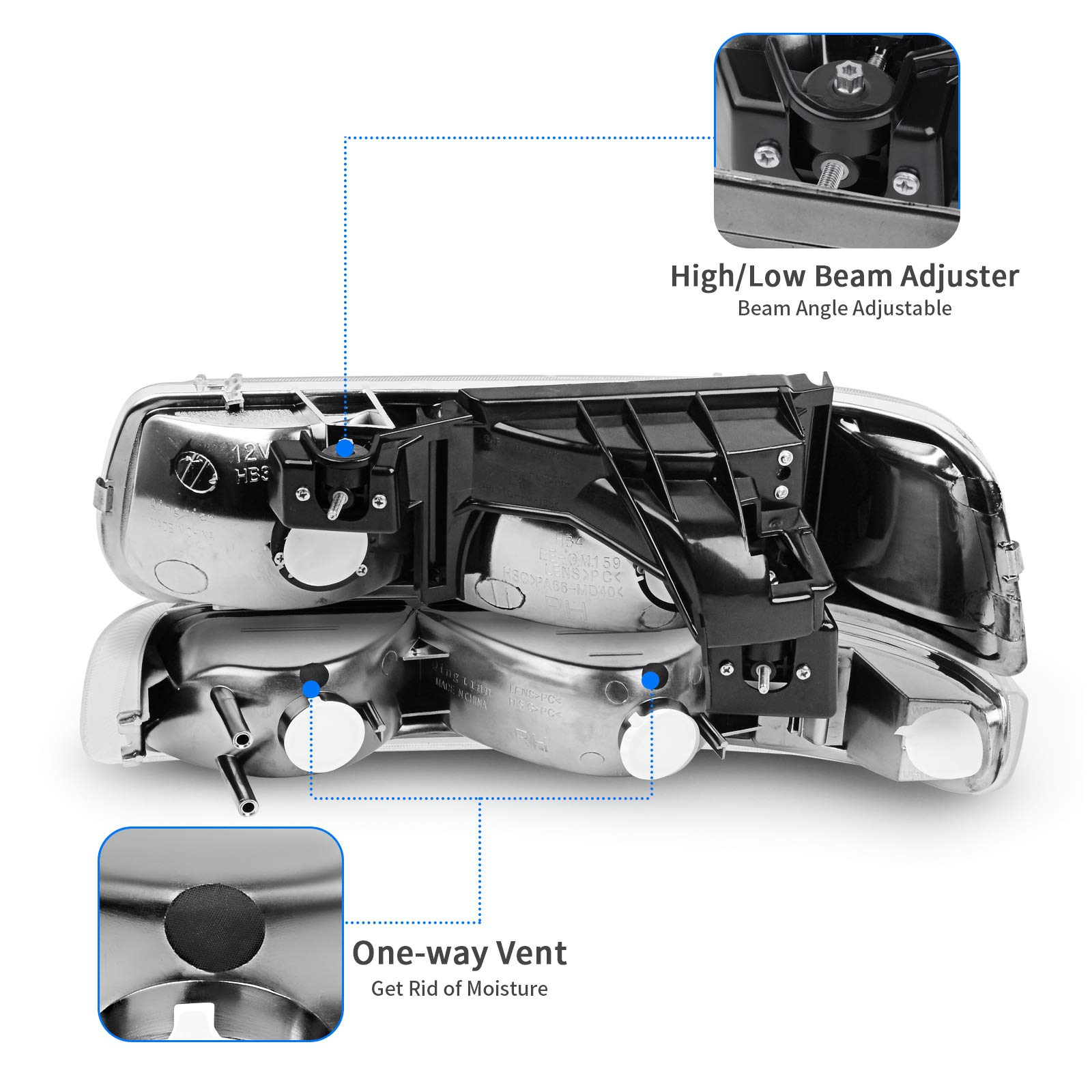 DWVO Headlights and Tail Lights Assembly for 1999-2002 Chevy Silverado 1500/2500 & 2001-2002 Silverado HD Models - Black Housing Headlights with Clear Lens Taillights Combo Kit | Perfect for Off-Roading, Night Driving & Vehicle Restoration Projects