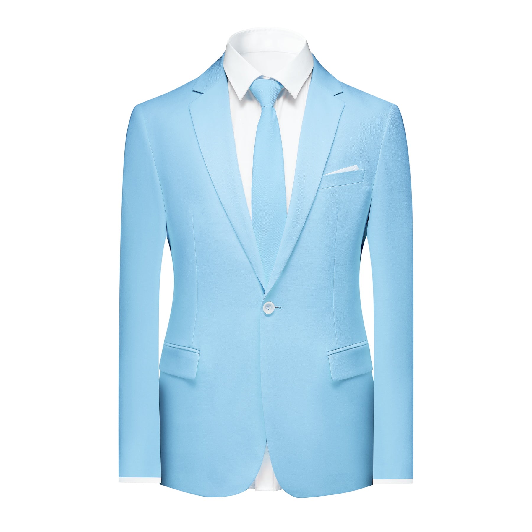 2 Piece Slim Fit Light Blue Men's Suit - Elegant Business & Formal Wear for Weddings, Office & Special Occasions