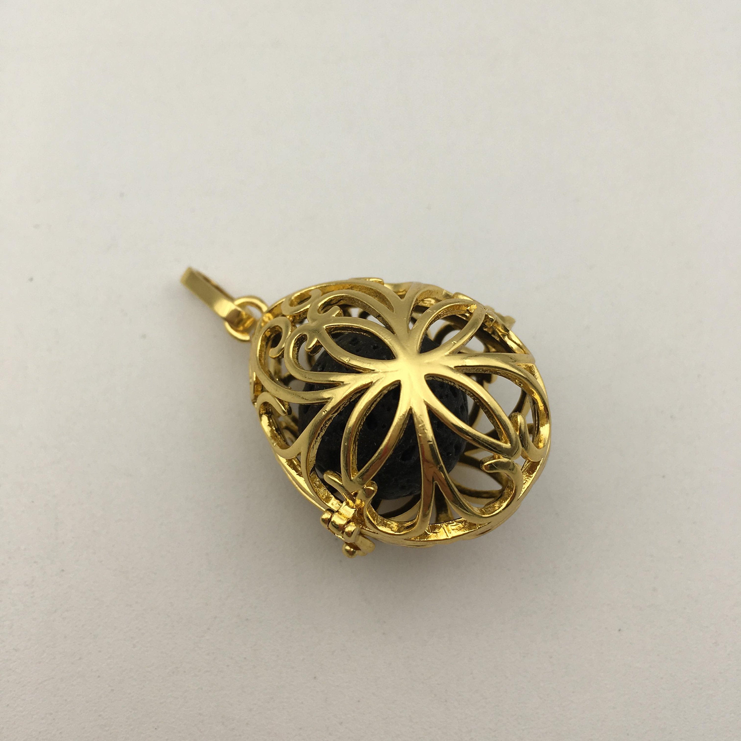 Gold Metal Oil Diffuser Pendant - 22x30mm Teardrop Shape Aromatherapy Necklace - Perfect for Yoga, Meditation & Stress Relief (Sold Individually)