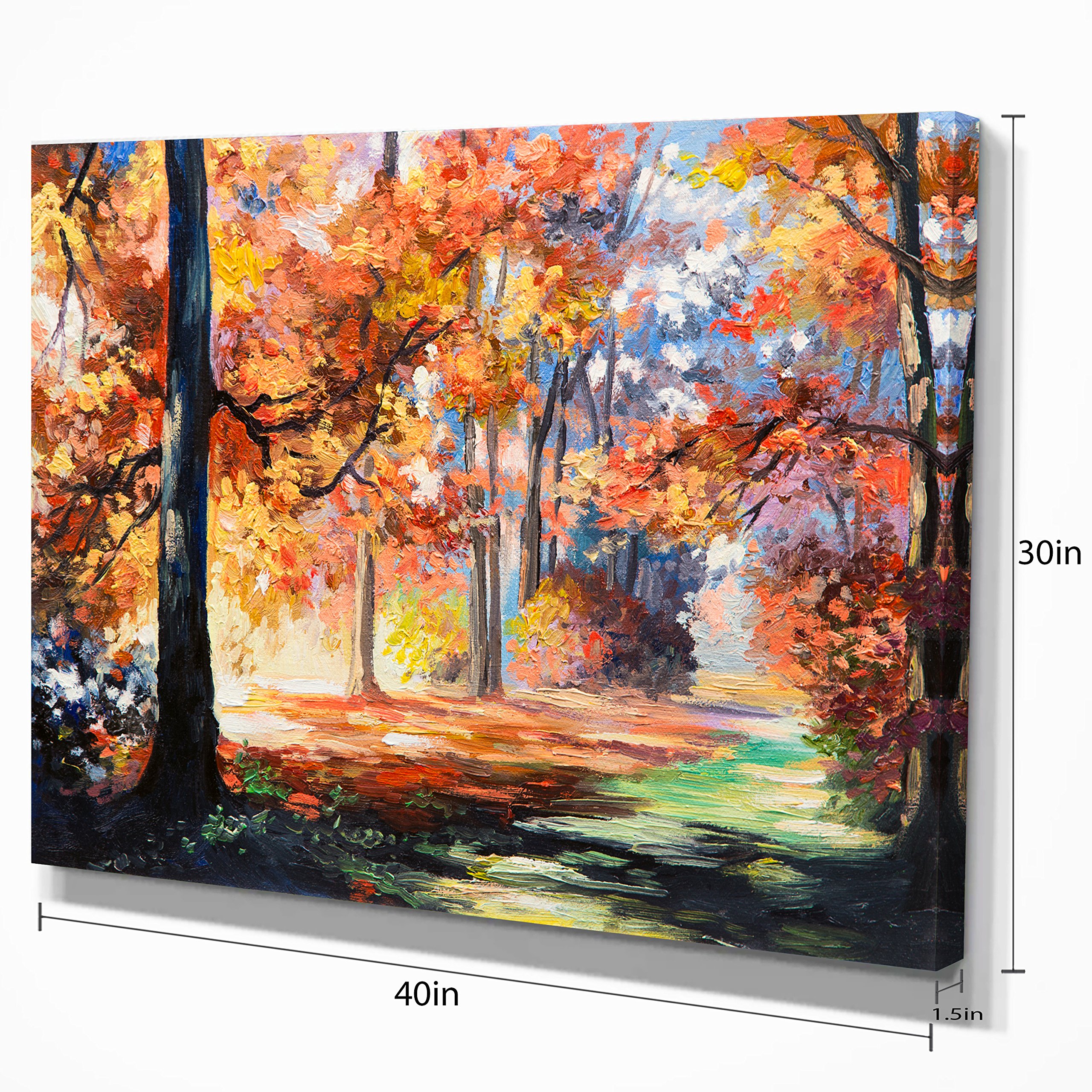 Fall Trail in Forest Landscape Art Print Canvas - Stunning Autumn Scenery Wall Decor for Living Room, Bedroom & Office