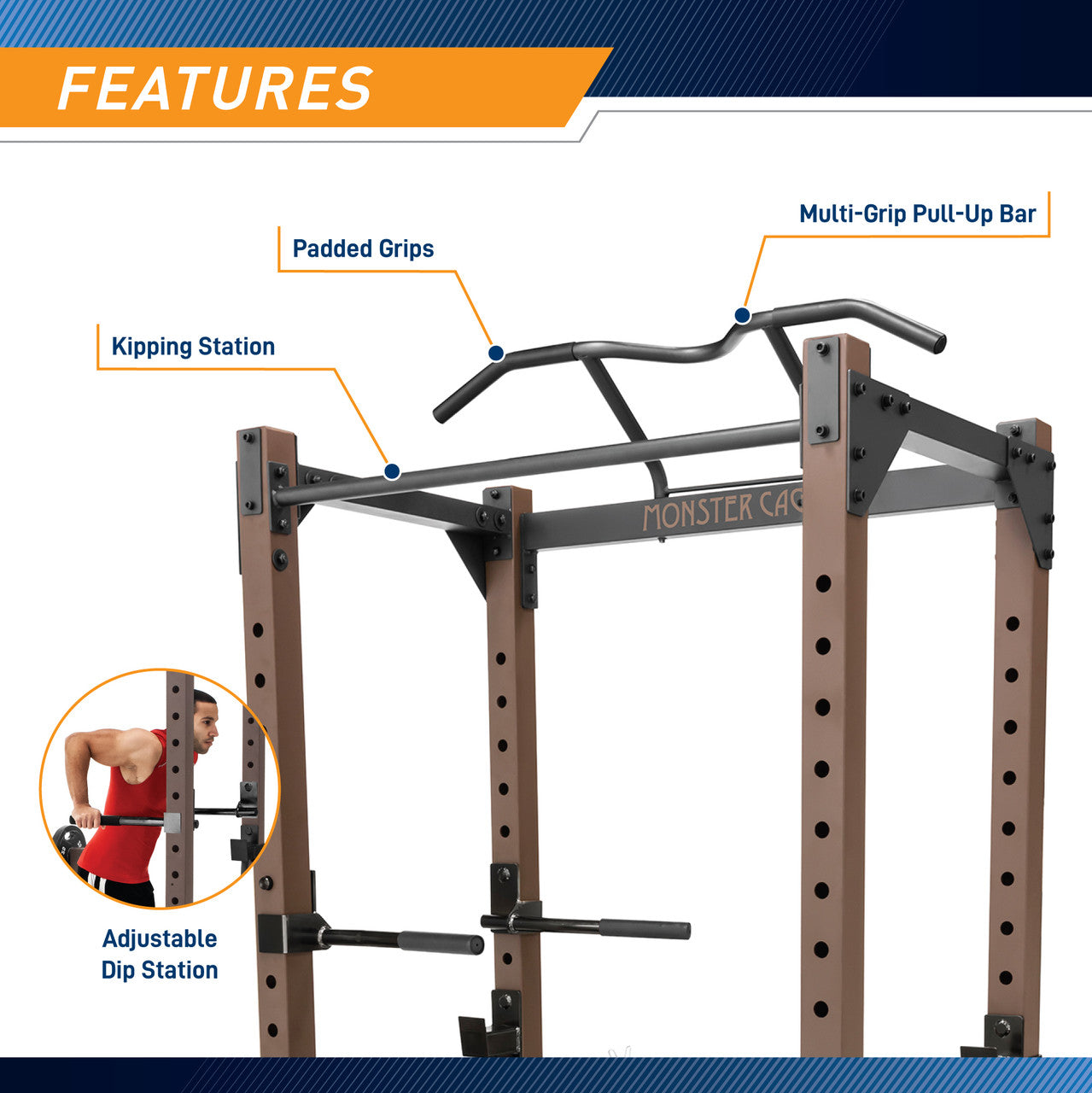 Monster Cage Power Rack STB 98005 - Heavy Duty Steel Body Home Gym Equipment for Weightlifting & Strength Training | Perfect for Garage & Home Workouts