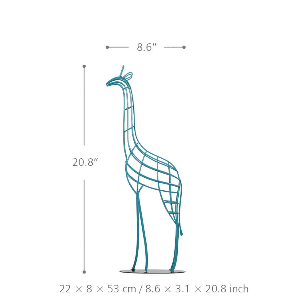Handmade Iron African Giraffe Sculpture - 20.8 Inch Metal Statue, Animal Figurine & Home Decor for Living Room, Office, or Garden Decoration