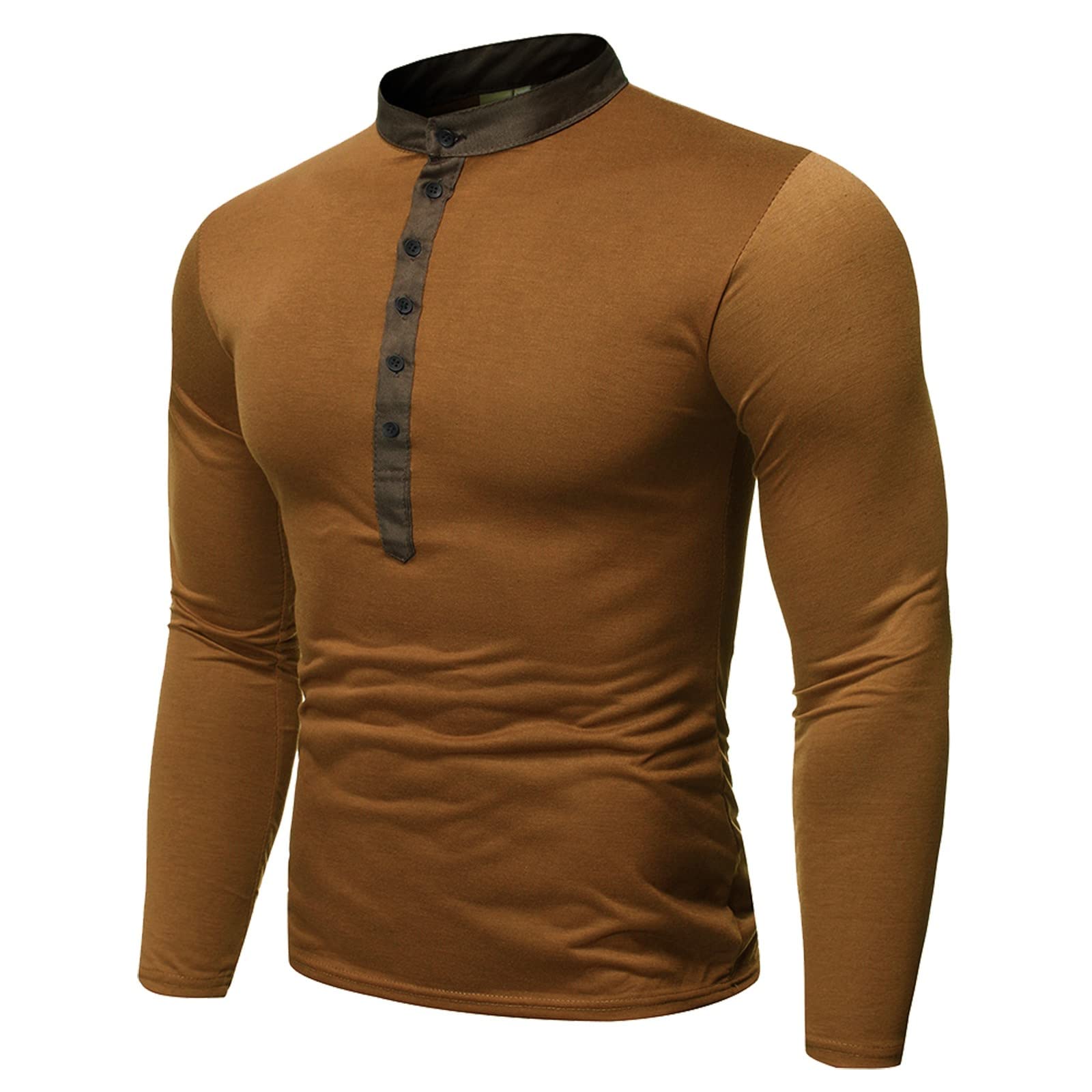 Men's Slim Fit Long Sleeve V-Neck Button Down Dress Shirt - Comfortable Autumn Top for Big & Tall - Perfect for Office, Business Casual & Formal Occasions