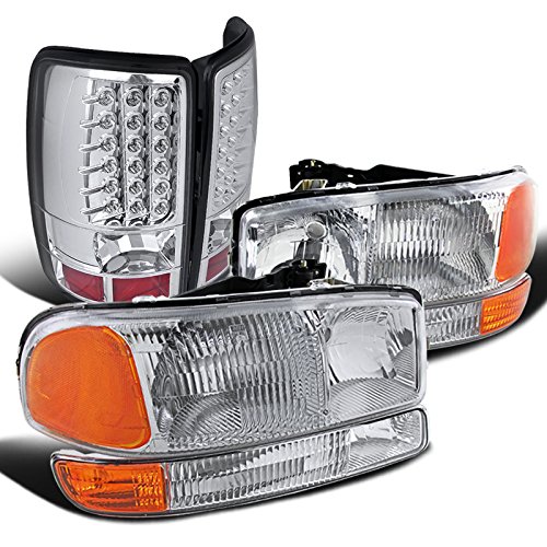 Spec-D Tuning Chrome Headlights with Corner Bumper Lamps & 8-LED Fog Lights - Compatible with GMC Yukon XL (Left & Right Pair) | Durable Headlamp Assembly for Off-Roading & Night Driving