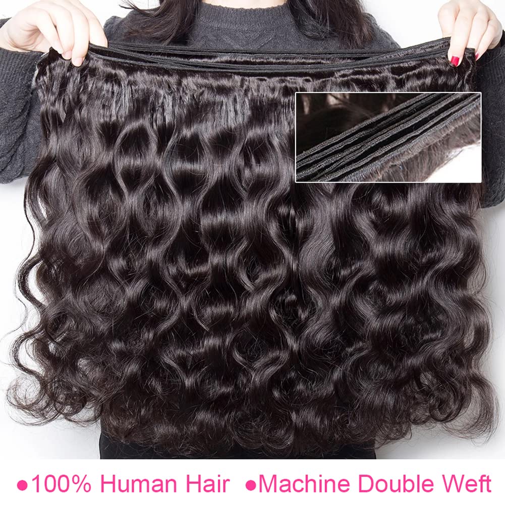 100% Unprocessed Brazilian Body Wave Human Hair Weaves - 3 Bundles with 4x4 Lace Closure (20 22 24+18 Inches) | Natural Color | Perfect for Protective Styles, Sew-Ins & Everyday Wear