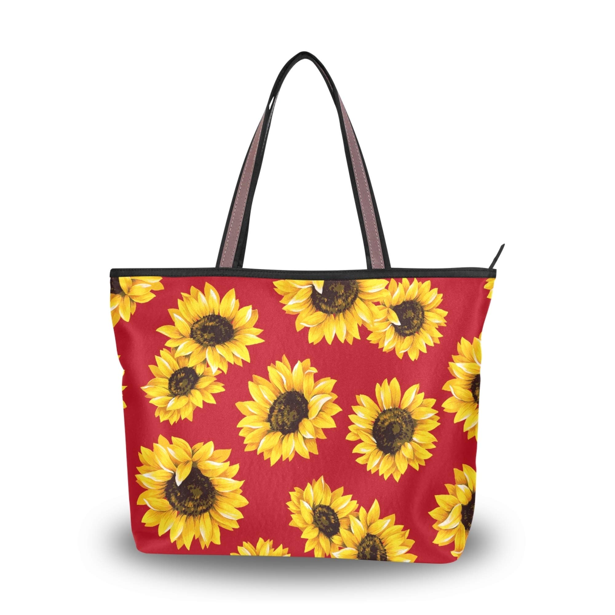 LINQIN Large Tote Bags for Women - Spacious Shoulder Handbag with Sunflower Retro Design, Perfect for Work, School, Shopping & Mother's Day Gift | Durable Everyday Carryall for Commuting, Travel & Beach Outings