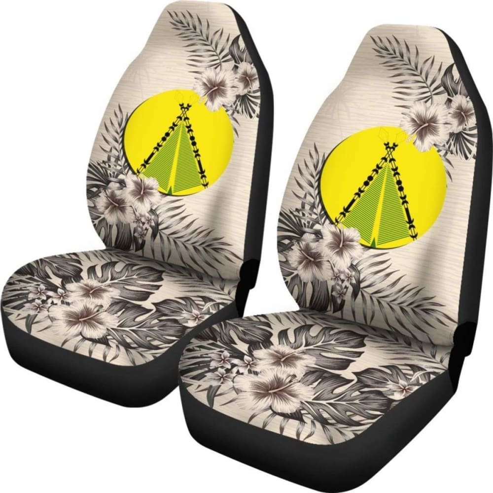 Premium Beige Hibiscus Car Seat Covers (Set of 2) - Universal Fit for Cars, SUVs & Trucks - Soft & Durable Protection - Perfect for Road Trips, Daily Commute & Family Travel