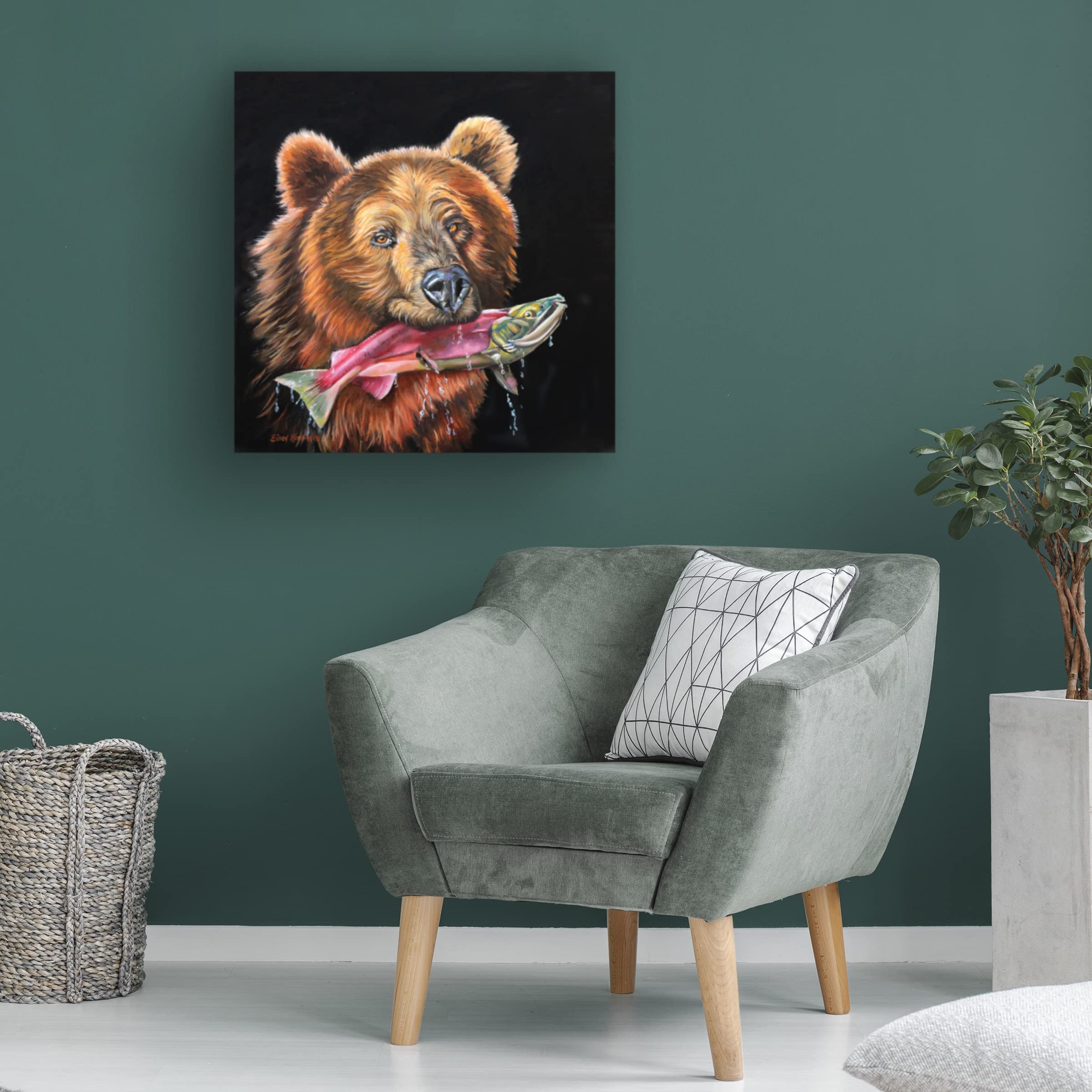 Trademark Fine Art 'Grizzly Catch' by Eileen Herb-Witte - Stunning Wildlife Canvas Print for Home & Office Decor - Perfect for Living Room, Bedroom or Office Wall Art