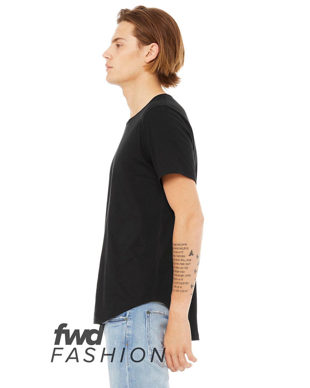 Bella + Canvas 3003C FWD Men's Fashion Short Sleeve T-Shirt with Curved Hem - Soft Cotton Tee for Casual Wear, Street Style & Everyday Outfits