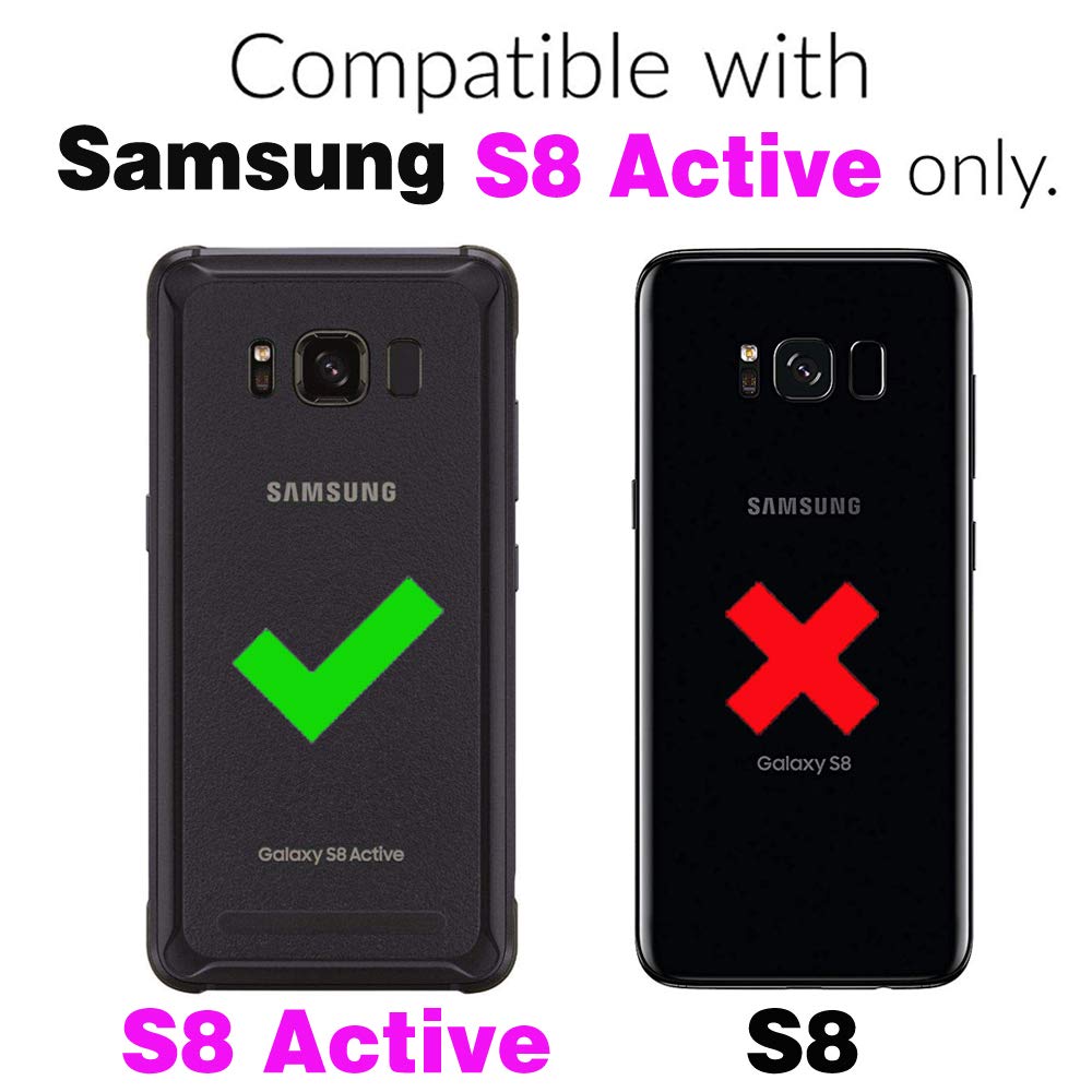 **Asuwish Leather Wallet Case for Samsung Galaxy S8 Active – Flip Cover with Card Holder, Wrist Strap & Stand | Compatible with S8 Active (G892A) | Perfect for Work, Travel & Daily Use (Black)**