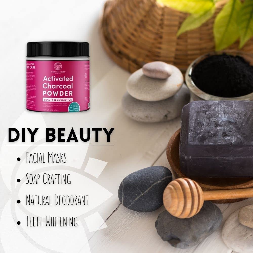 **Organic Activated Bamboo Charcoal Powder (11 oz) - Food Grade for Skin Care, Body Scrub, Soap Making, Teeth Whitening & DIY Beauty - Natural Detox & Exfoliation for Face Wash & Facial Cleanser**