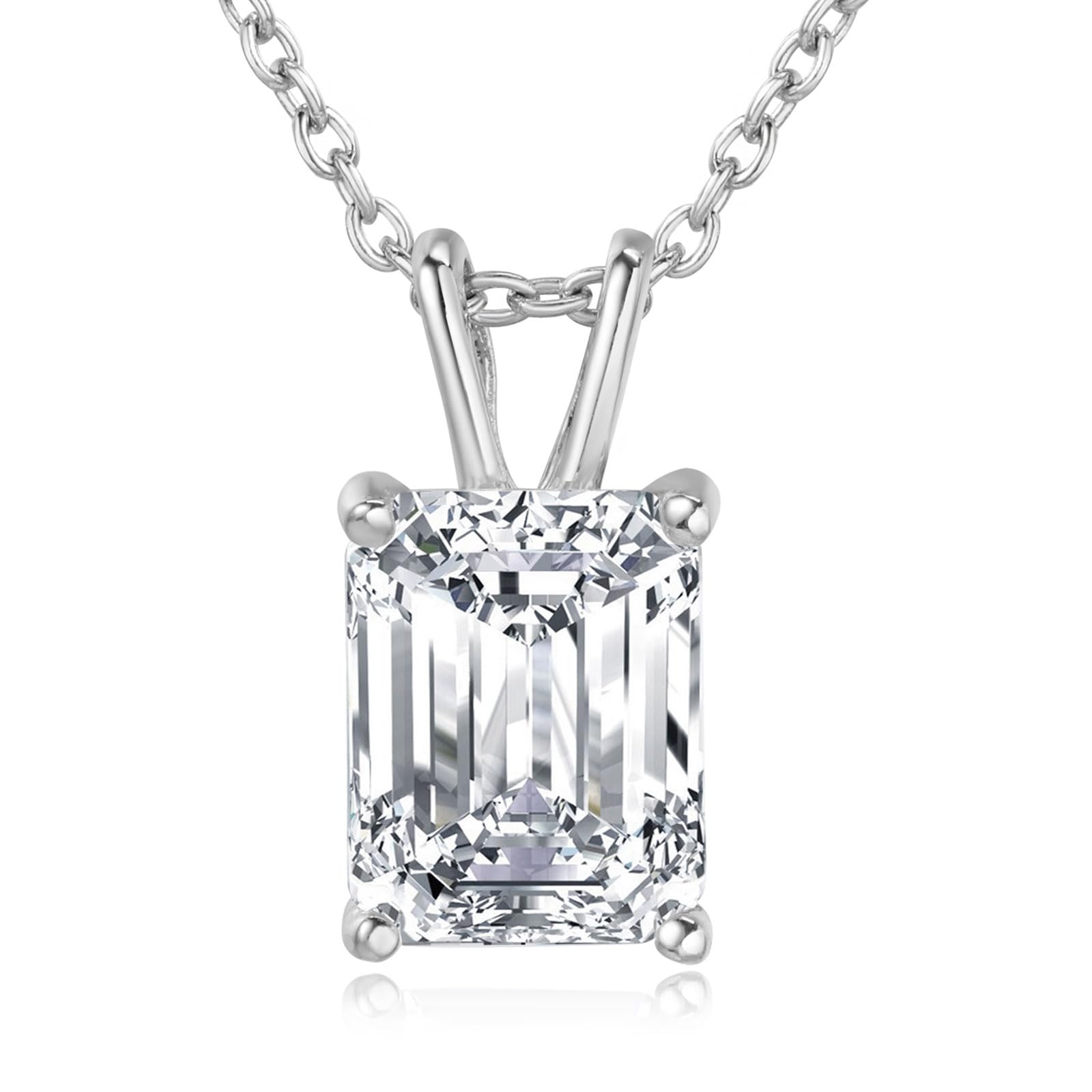 Elegant 925 Sterling Silver Emerald Cut Cubic Zirconia Solitaire Pendant Necklace for Women - Perfect for Weddings, Anniversaries & Special Occasions