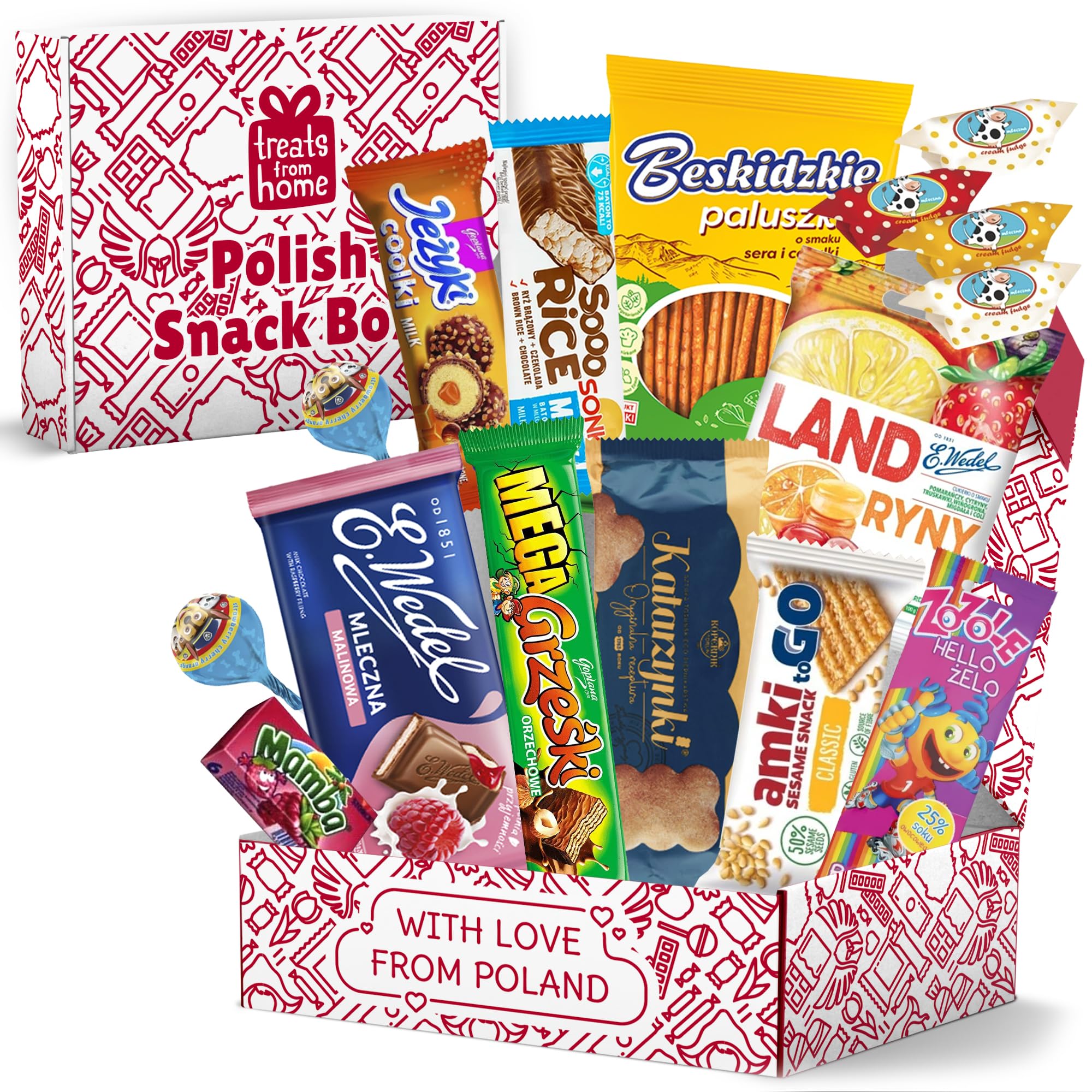 Authentic Polish Candy Snack Box - 15 Traditional Polish Treats with Chocolate, Wafers, Sesame Snacks & Cookies | Best Gift from Poland for Holidays, Birthdays & Cultural Food Lovers