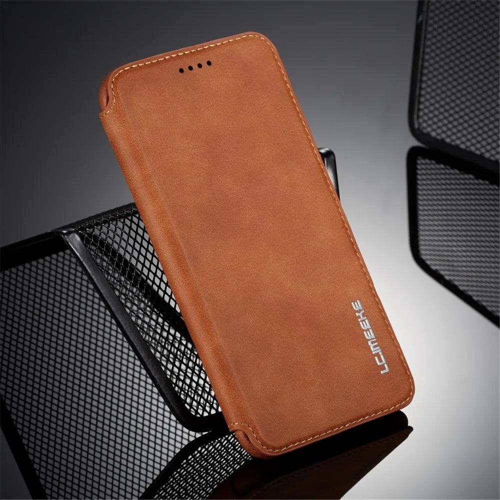 Samsung Galaxy S24 Leather Stand Cover Case - Premium Protective Phone Cover with Kickstand for Hands-Free Viewing - Perfect for Watching Videos, Video Calls, and More