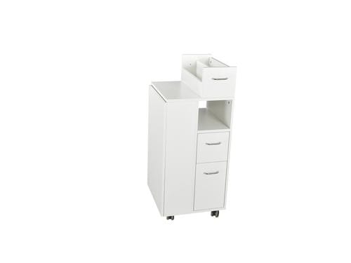 Portable White Folding Manicure Table with Storage Cabinet - Professional Nail Salon Equipment for Home & Spa Use - BA3902