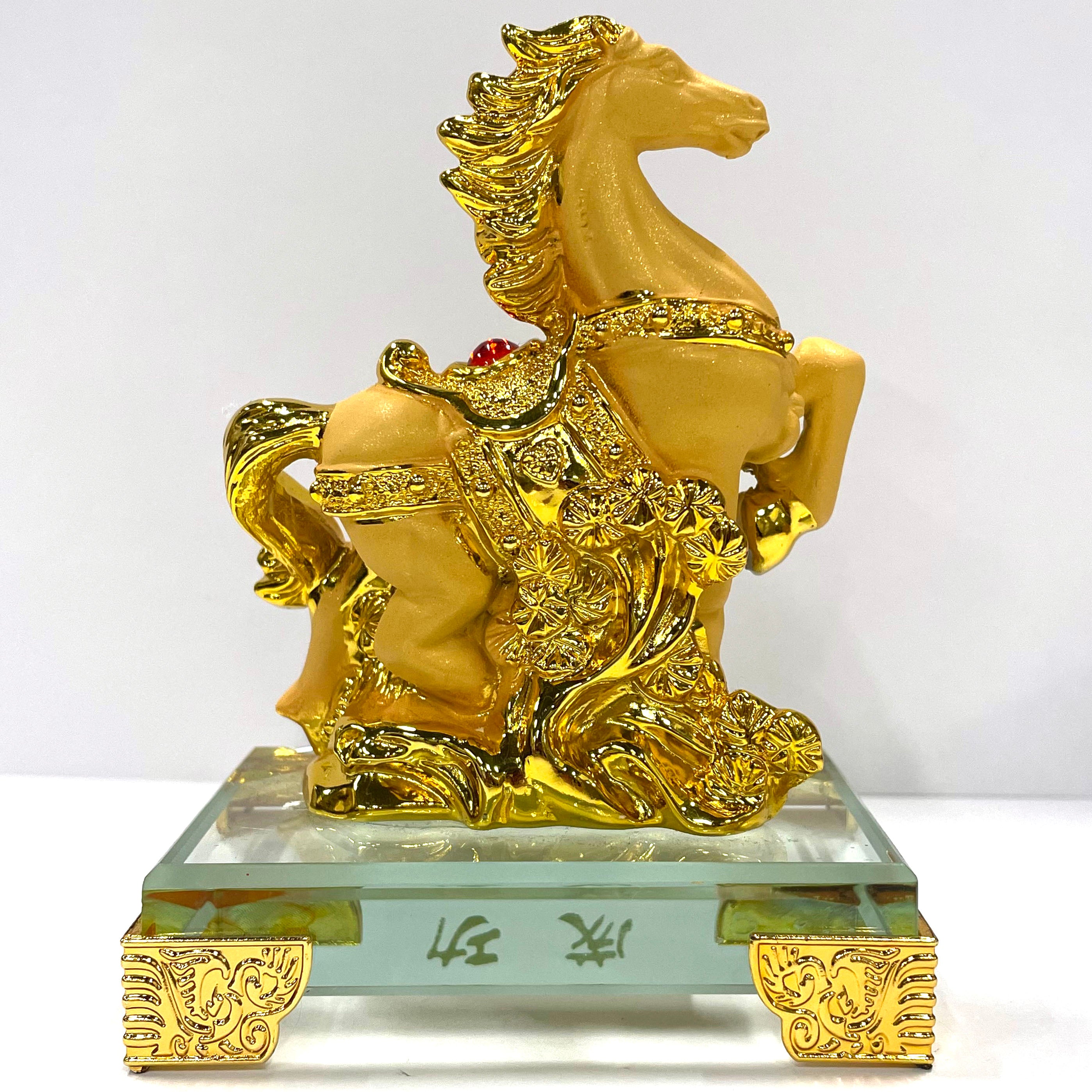 Chinese New Year Zodiac Glass Figurine - Year of the Horse Collectible Art Piece | Home Decor, Office Display & Festive Gift for Lunar New Year Celebrations