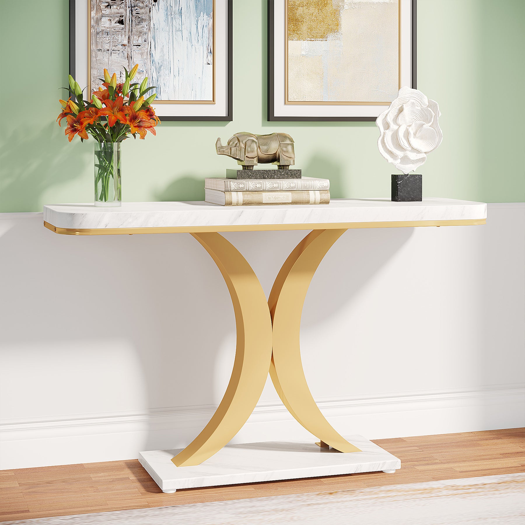 Faux Marble White & Gold