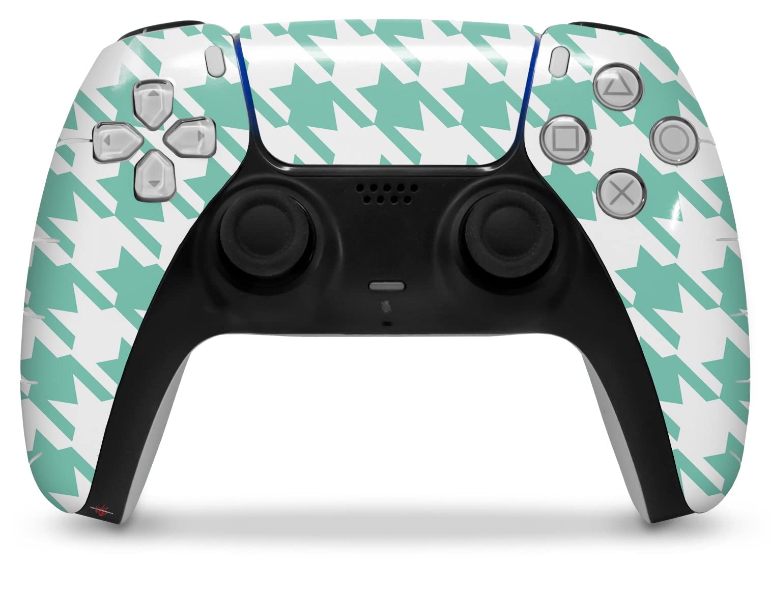 PS5 DualSense Controller Skin Wrap - Houndstooth Seafoam Green for Gaming Protection