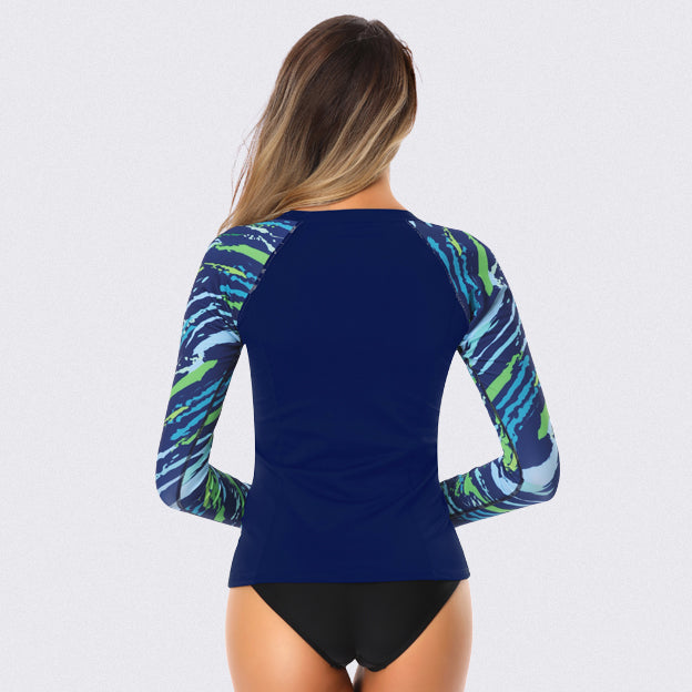 Tide Long Sleeve Zip UPF 50+ Sun Protection Rash Guard for Men & Women - Perfect for Swimming, Surfing, Beach & Outdoor Activities