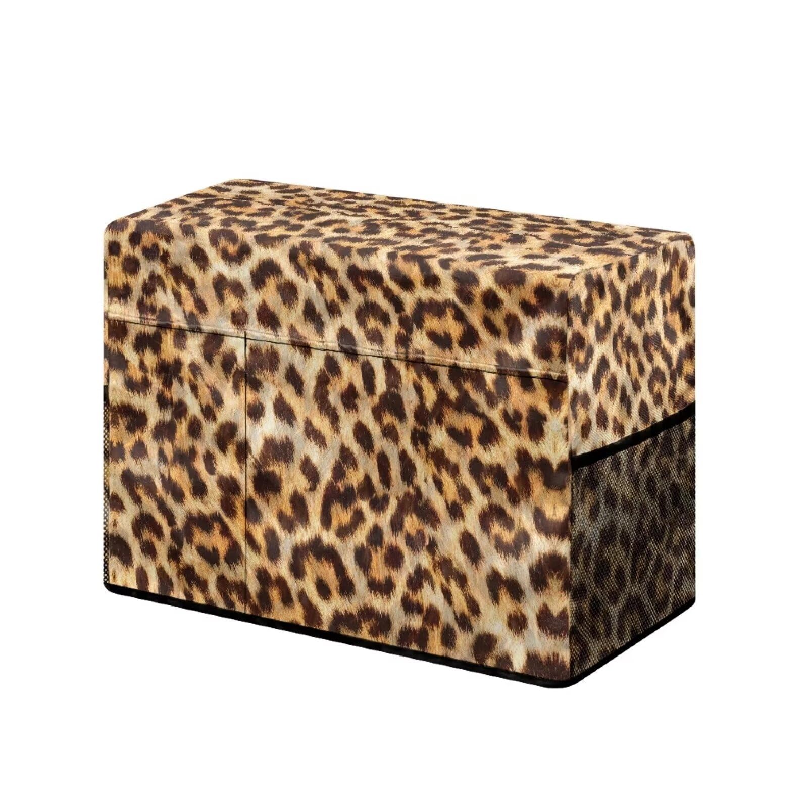 Waterproof Leopard Print Sewing Machine Cover with Pockets & Side Handle - Dust Protection for Singer, Brother, Janome - Perfect for Home Studios & Craft Rooms