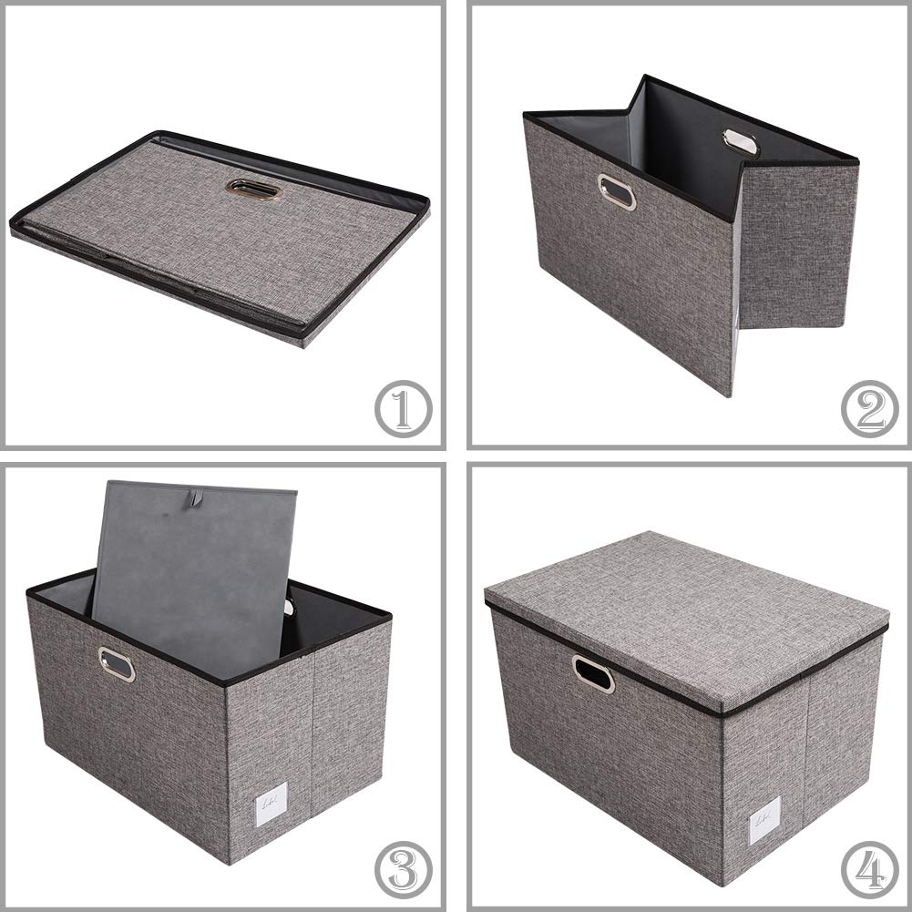 PRANDOM Extra Large Collapsible Storage Bins with Lids [5-Pack] - Foldable Fabric Storage Baskets & Organizer Containers for Bedroom, Closet, Office, Nursery - Space-Saving Home Organization Solution (22.8x15.75x13.8 Inches) - Perfect for Seasonal Storage, Toy Organization & Clothes Sorting