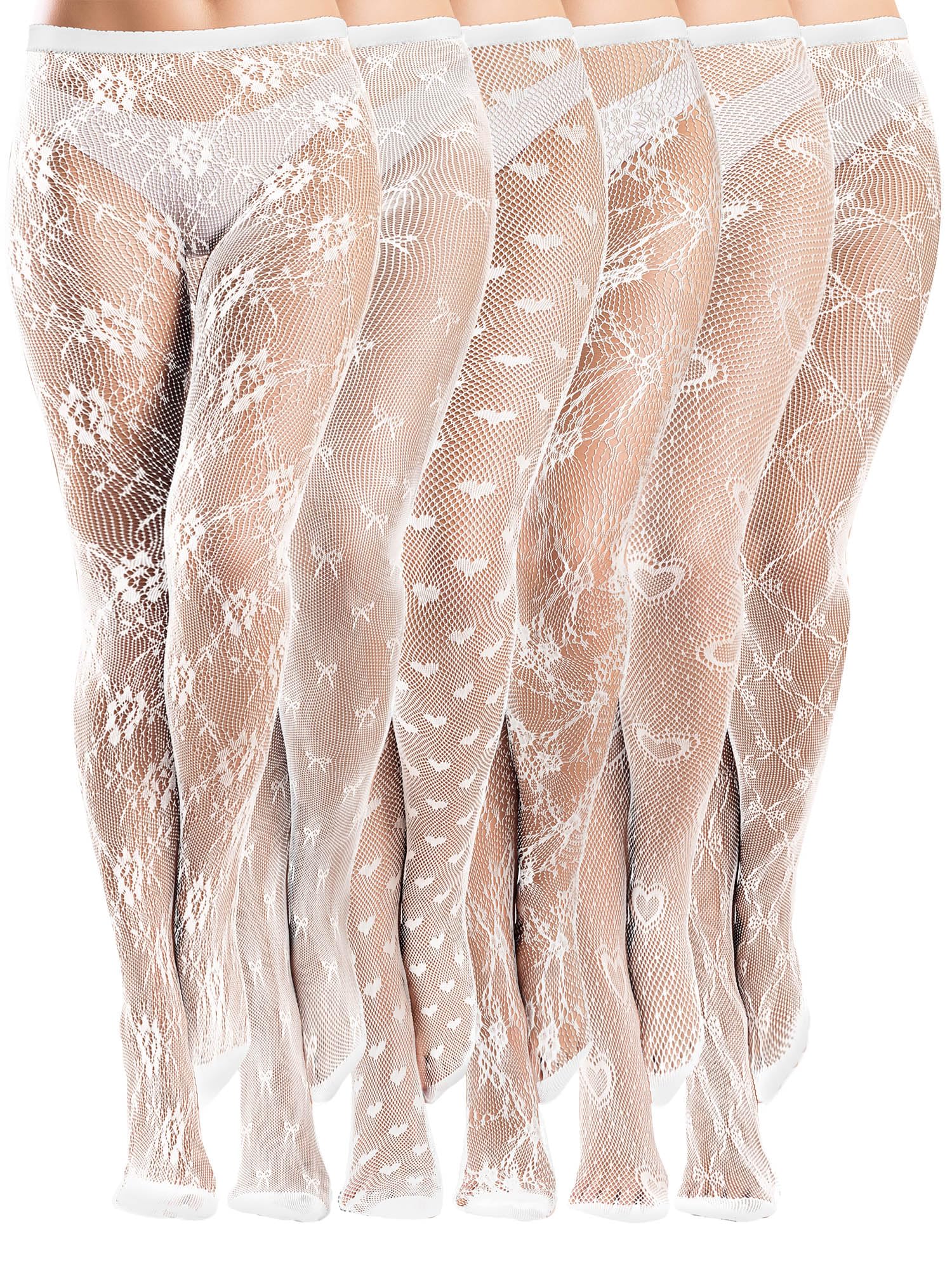 Ramede 6 Pairs Women's Fishnet Thigh High Stockings with Bow Lace Design - Sexy Waist Tights & Pantyhose for Halloween, Cosplay, Burlesque, and Night Out