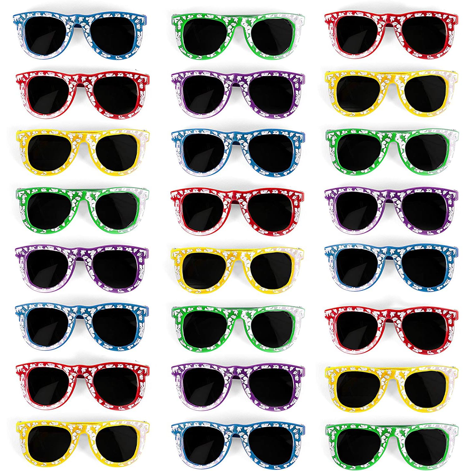 Neliblu Kids Hibiscus Sunglasses - Stylish UV Protection Sunglasses for Beach, Pool Party, Carnival & Luau - Bulk Set of 25 - Perfect for Party Favors, Treat Bags & Summer Events