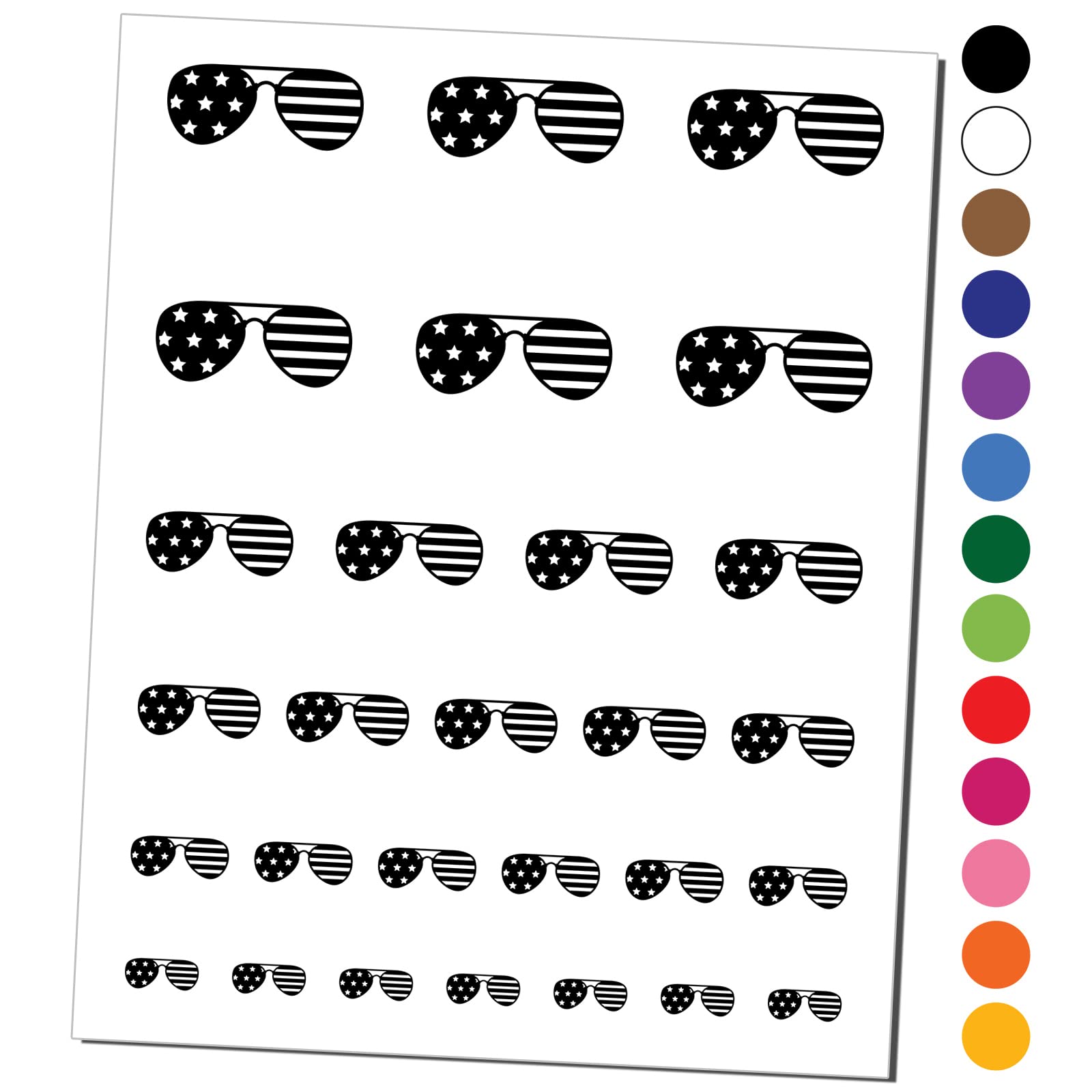 American Flag Aviator Sunglasses & Patriotic Temporary Tattoos Set - Waterproof Fake Body Art Collection - Black (1 Sheet) - Perfect for 4th of July, Memorial Day & Patriotic Events