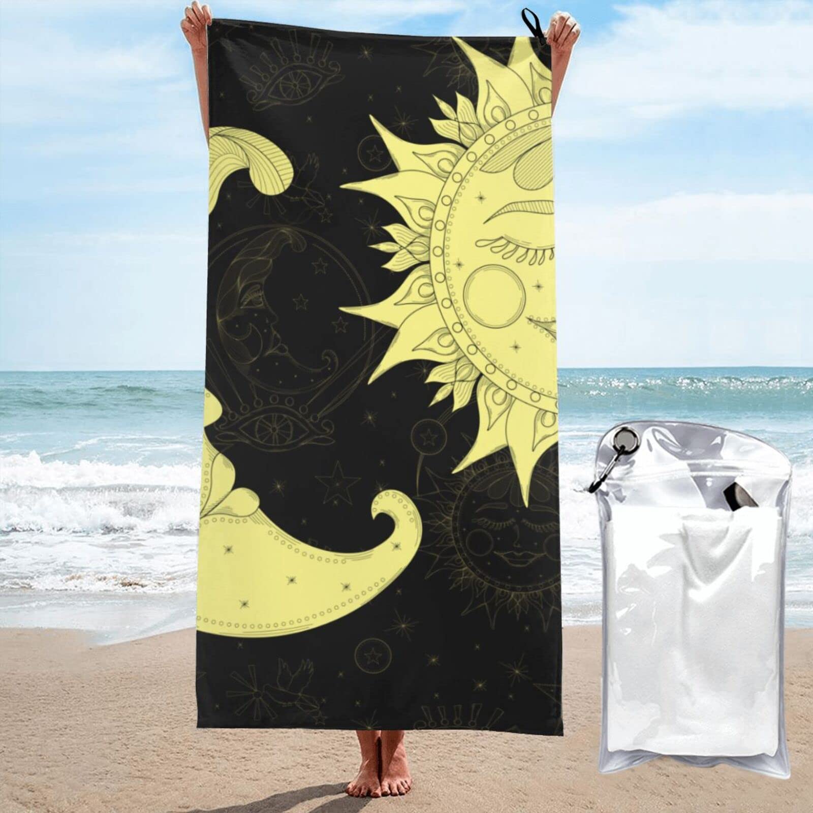 Premium Lightweight Soft Bath Towels - Quick Dry Absorbent Travel & Swim Towel for Pool, Beach, Gym, Spa (Moon) - Ultra Compact & Fast Drying Bathroom Essentials