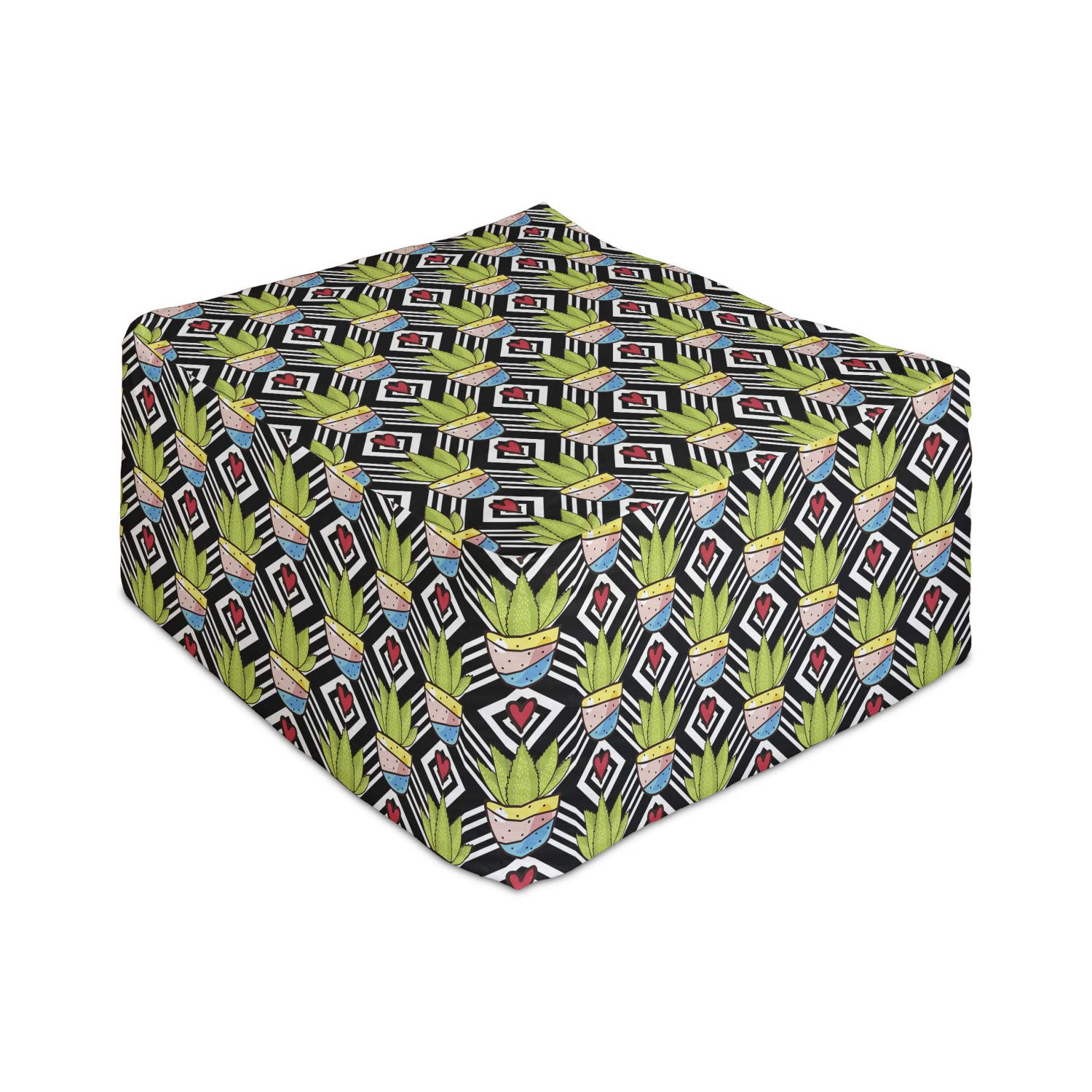 Ambesonne Cactus Rectangular Pouf Ottoman - 25