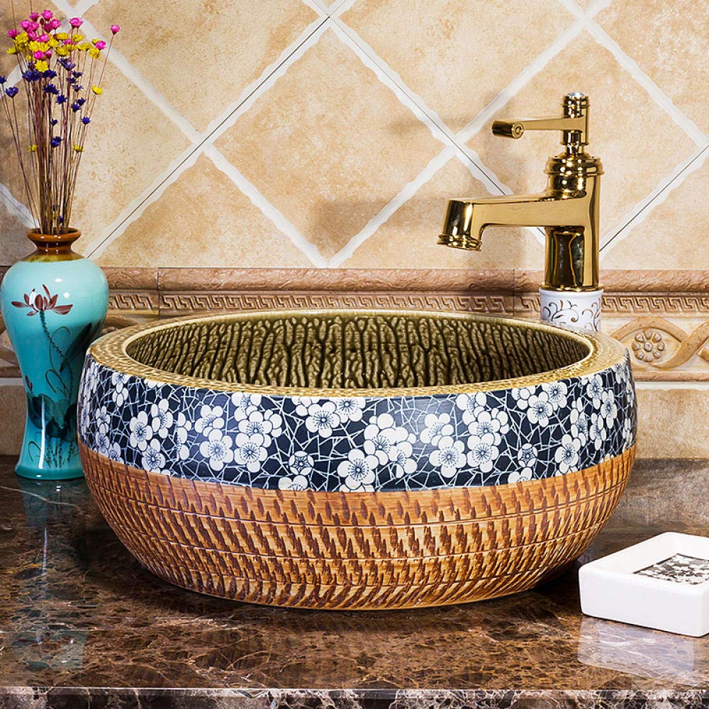 ROLTIN Ceramic Countertop Basin Sink - Colorful Above Counter Bathroom Wash Basin for Modern Vanity | Perfect for Powder Rooms, Guest Baths & Contemporary Home Decor