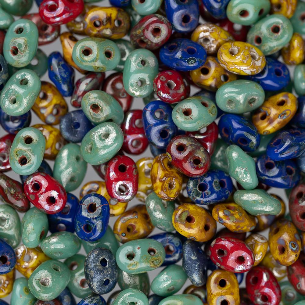 Czech Superduo Beads 24g Raku - High Quality Jewelry Making Beads for DIY Bracelets, Necklaces & Earrings - Perfect for Crafting, Beading & Jewelry Design Projects