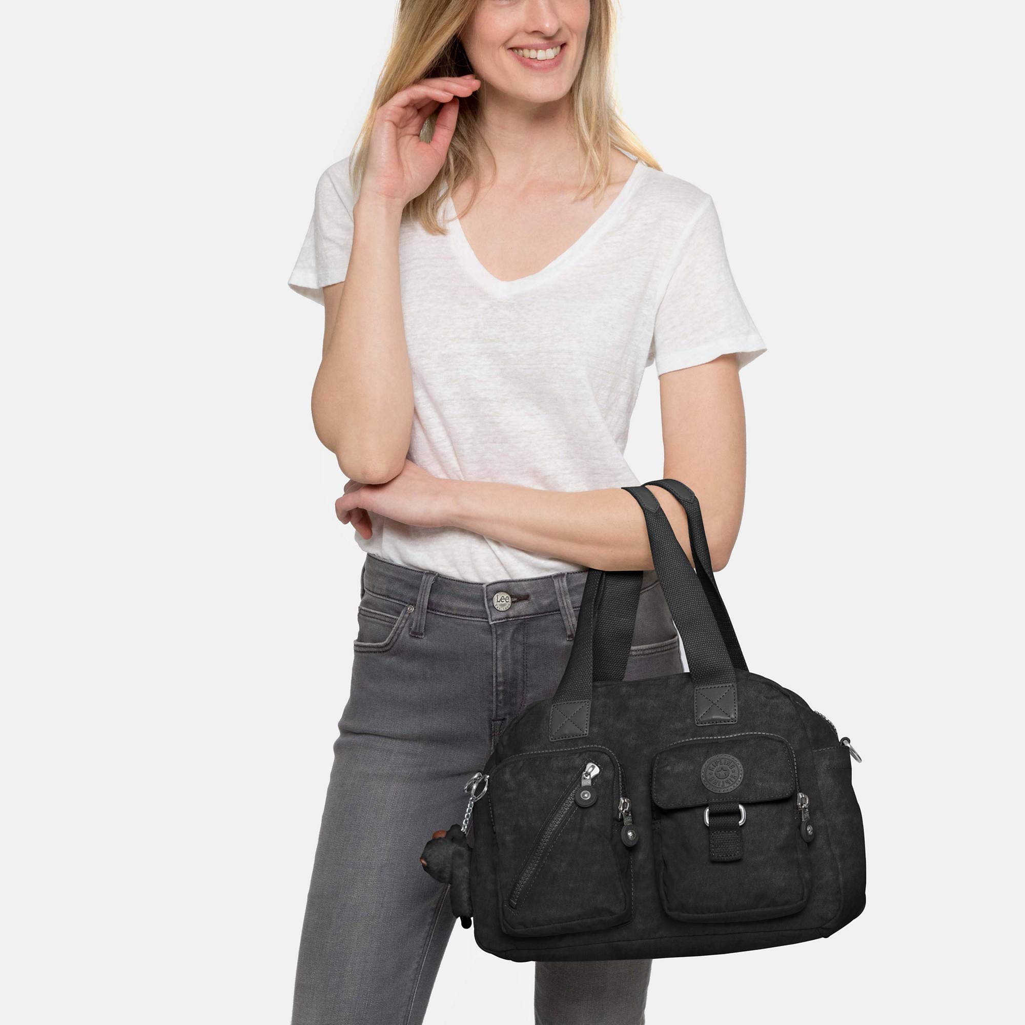 Kipling Defea Shoulder Bag for Women - Lightweight Crossbody Purse with Adjustable Strap, Black Tonal | Perfect for Work, Travel & Everyday Use