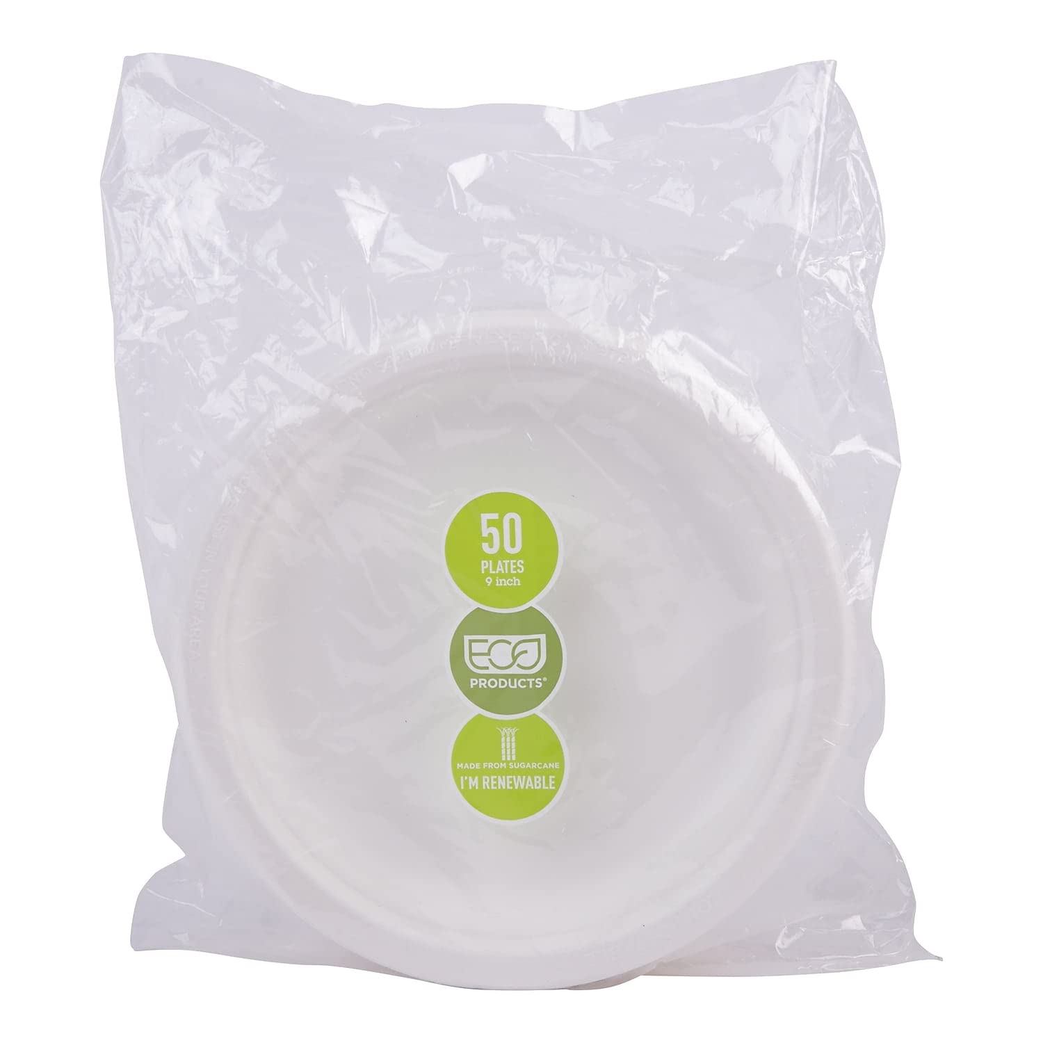 Eco-Products EPP013 9-Inch Compostable Sugarcane Plates - 500 Count, Biodegradable & Eco-Friendly Dinnerware for Parties, Picnics & Events