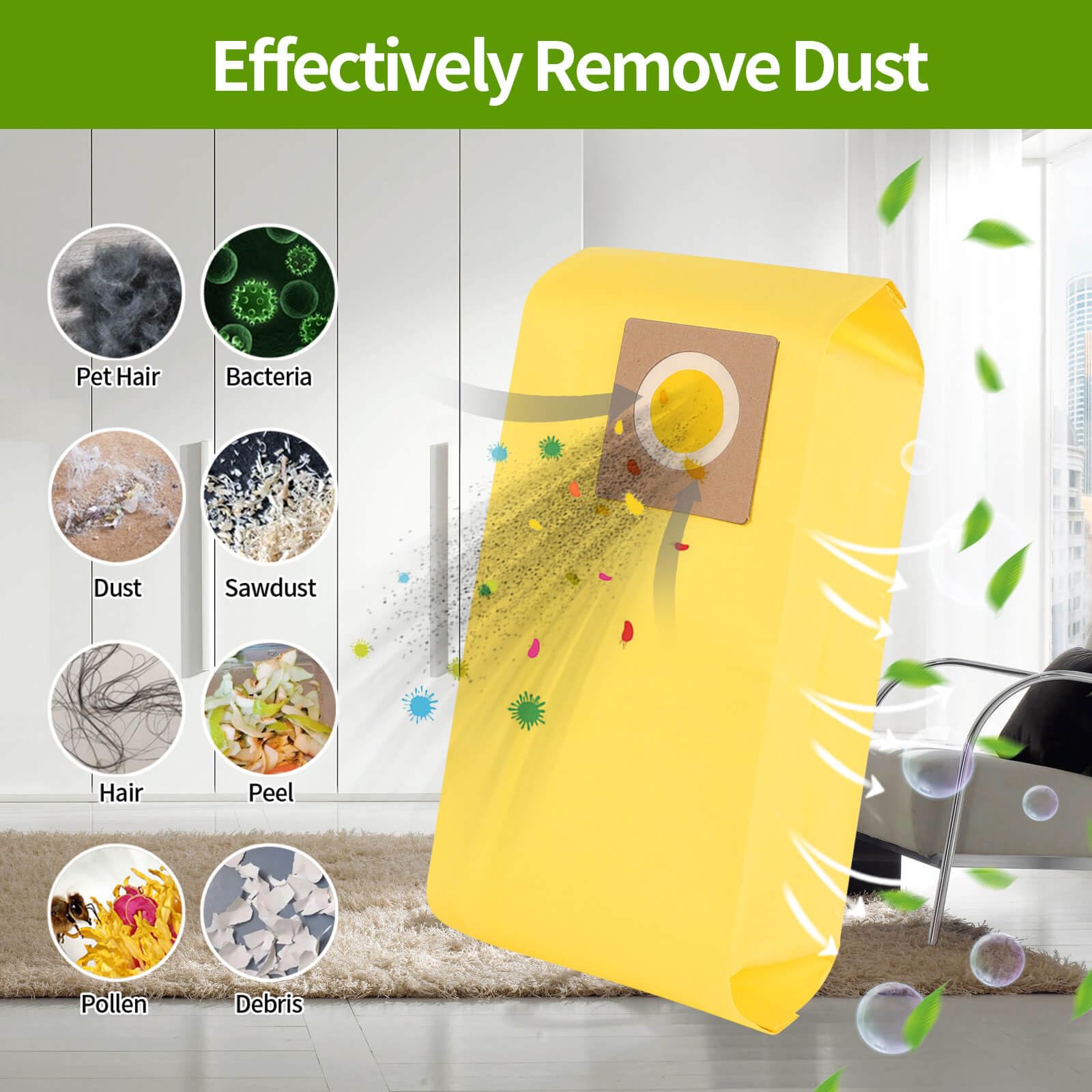 15 Pack AH10243 Disposable Vacuum Bags - Compatible with Hoover Commercial CU2, CH54013, CH54015, CH54113, CH54115 Vacuum Cleaners - Replacement for Part AH10243 (Yellow) - Ideal for Office, Hotel & Commercial Cleaning