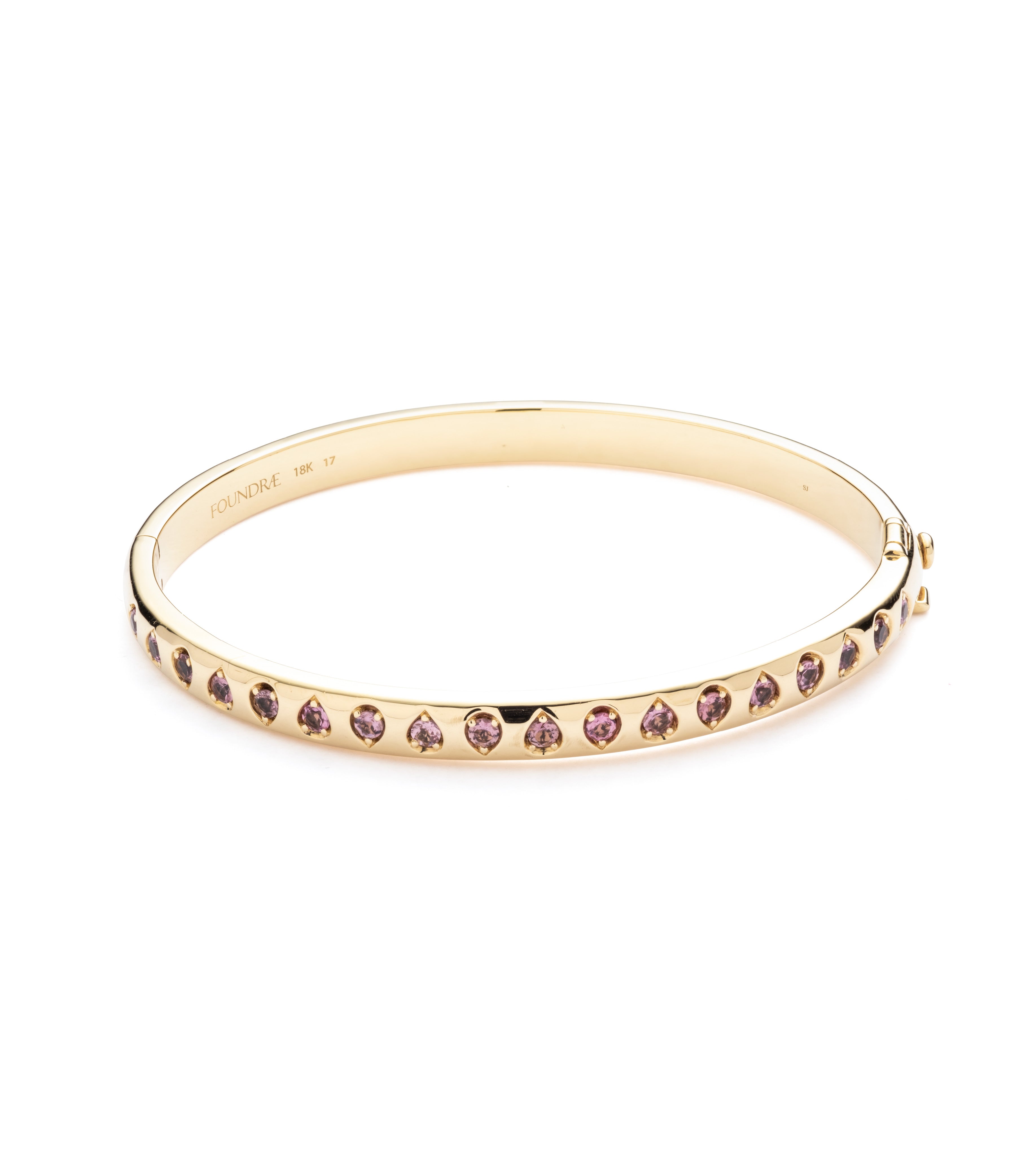 Forever & Always Pink Tourmaline Gemstone Bangle in 14K Yellow Gold - Elegant Jewelry Gift for Women, Anniversary & Special Occasions